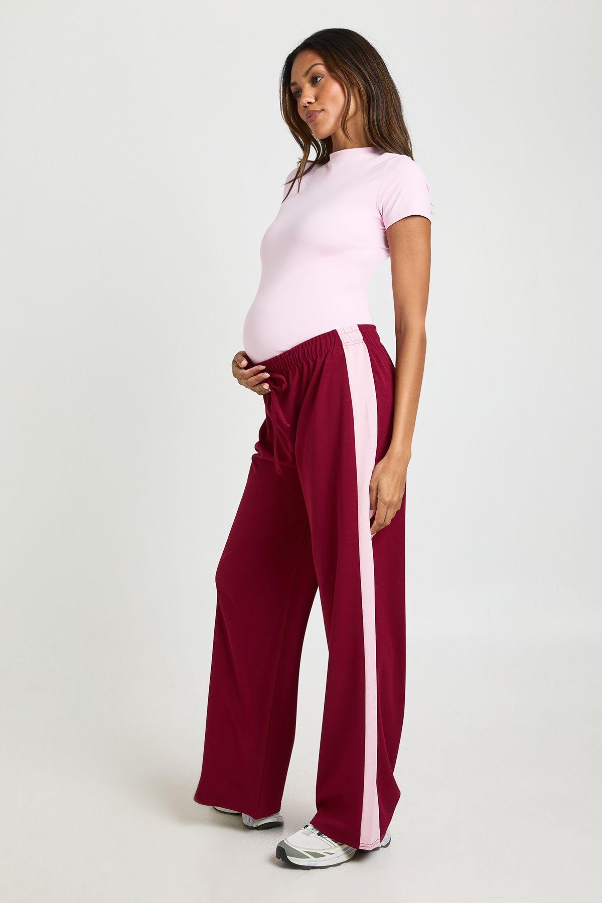 Maternity Contrast Side Stripe Wide Leg Trousers by BOOHOO