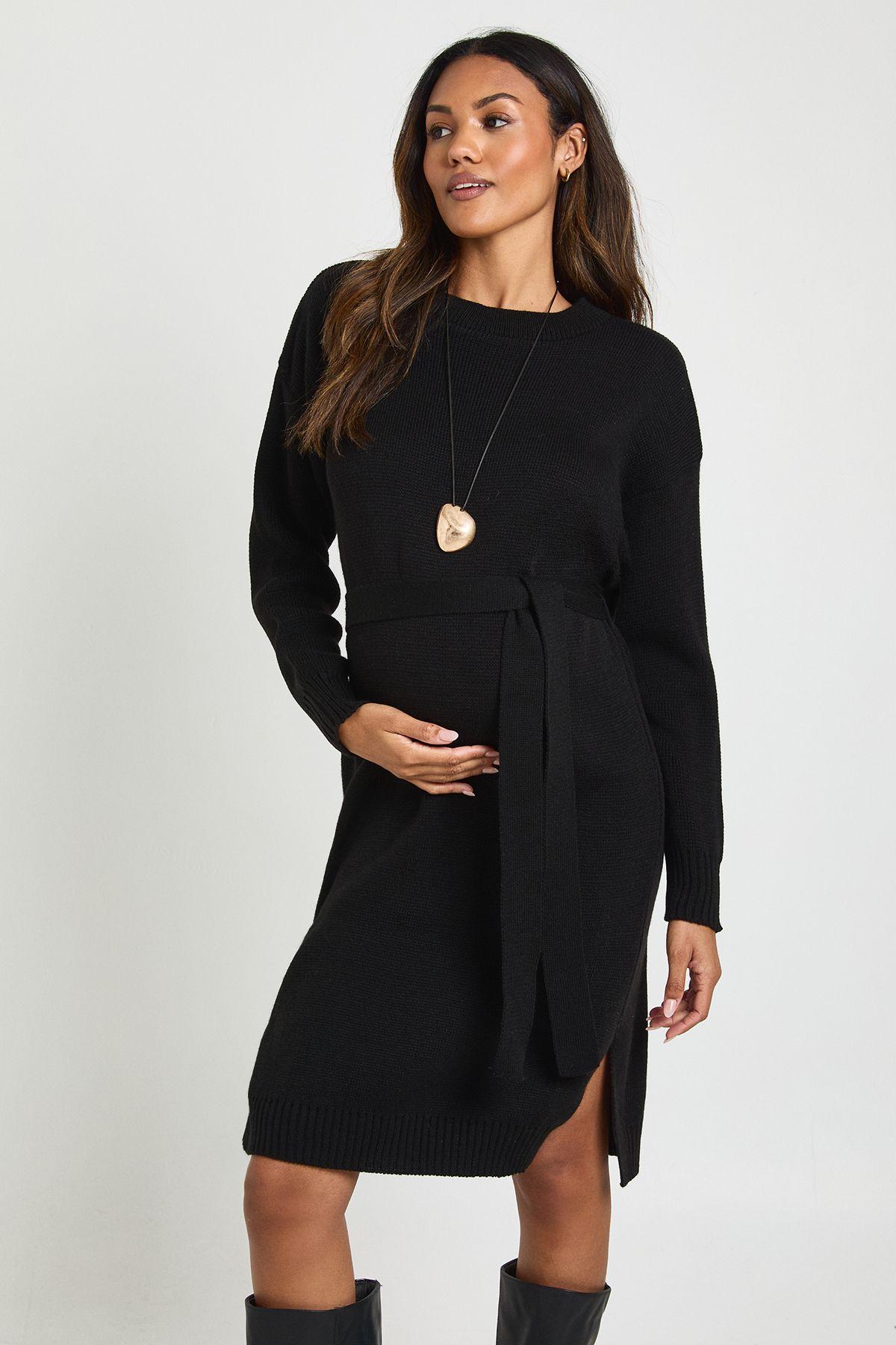 Maternity Crew Neck Jumper Midi Dress by BOOHOO