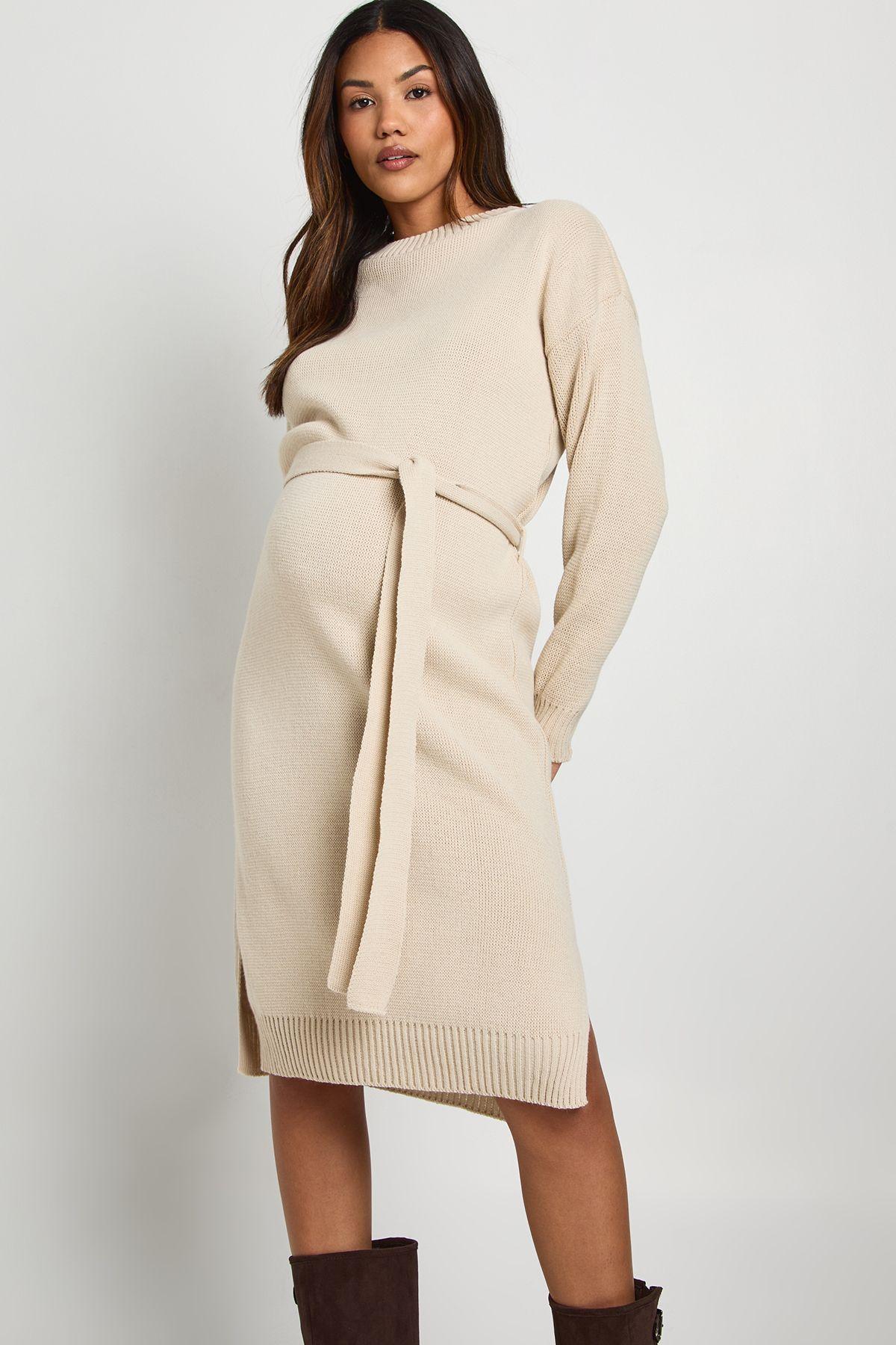 Maternity Crew Neck Jumper Midi Dress by BOOHOO