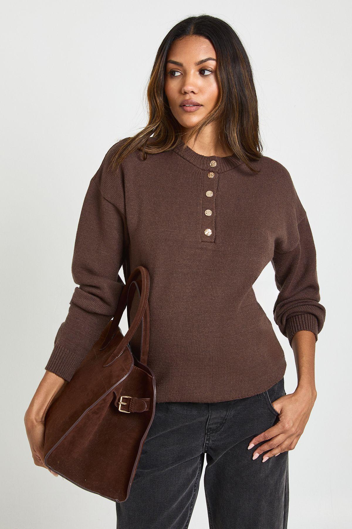 Maternity Gold Button Jumper by BOOHOO