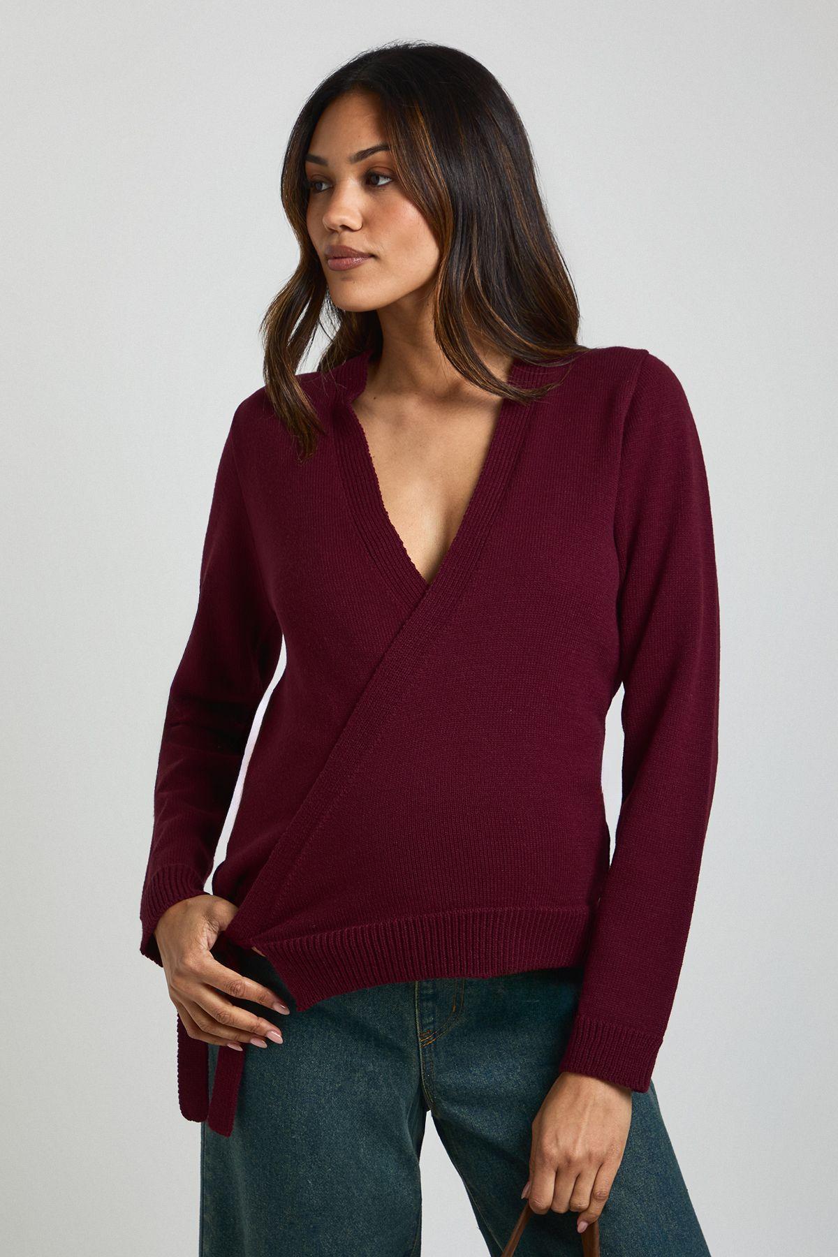 Maternity Low Wrap Knitted Cardigan by BOOHOO