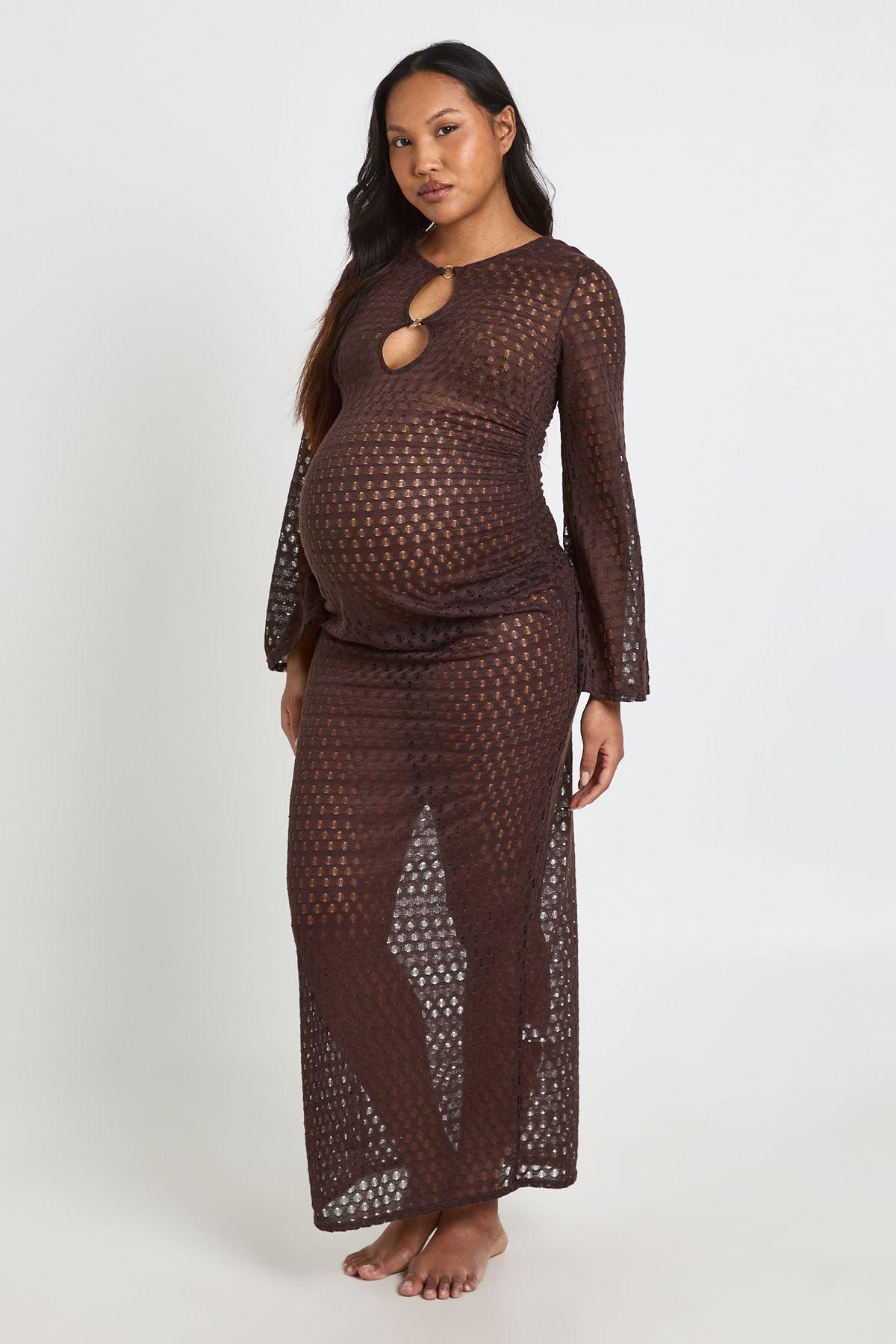 Maternity O-ring Detail Beach Dress by BOOHOO