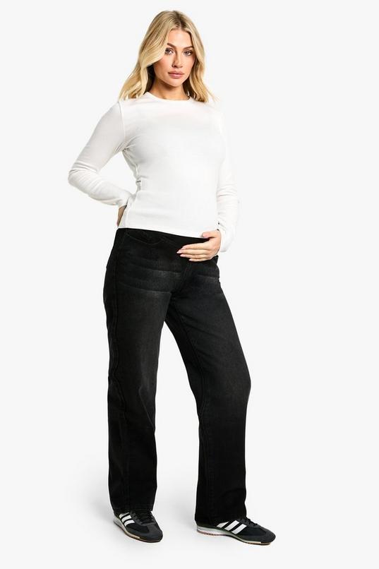 Maternity Over The Bump Boyfriend Jeans by BOOHOO