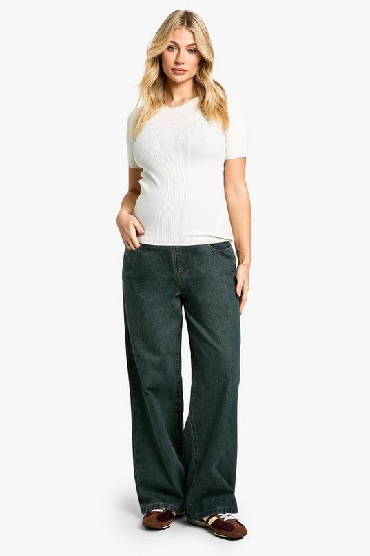 Maternity Over The Bump Wide Leg Jeans by BOOHOO