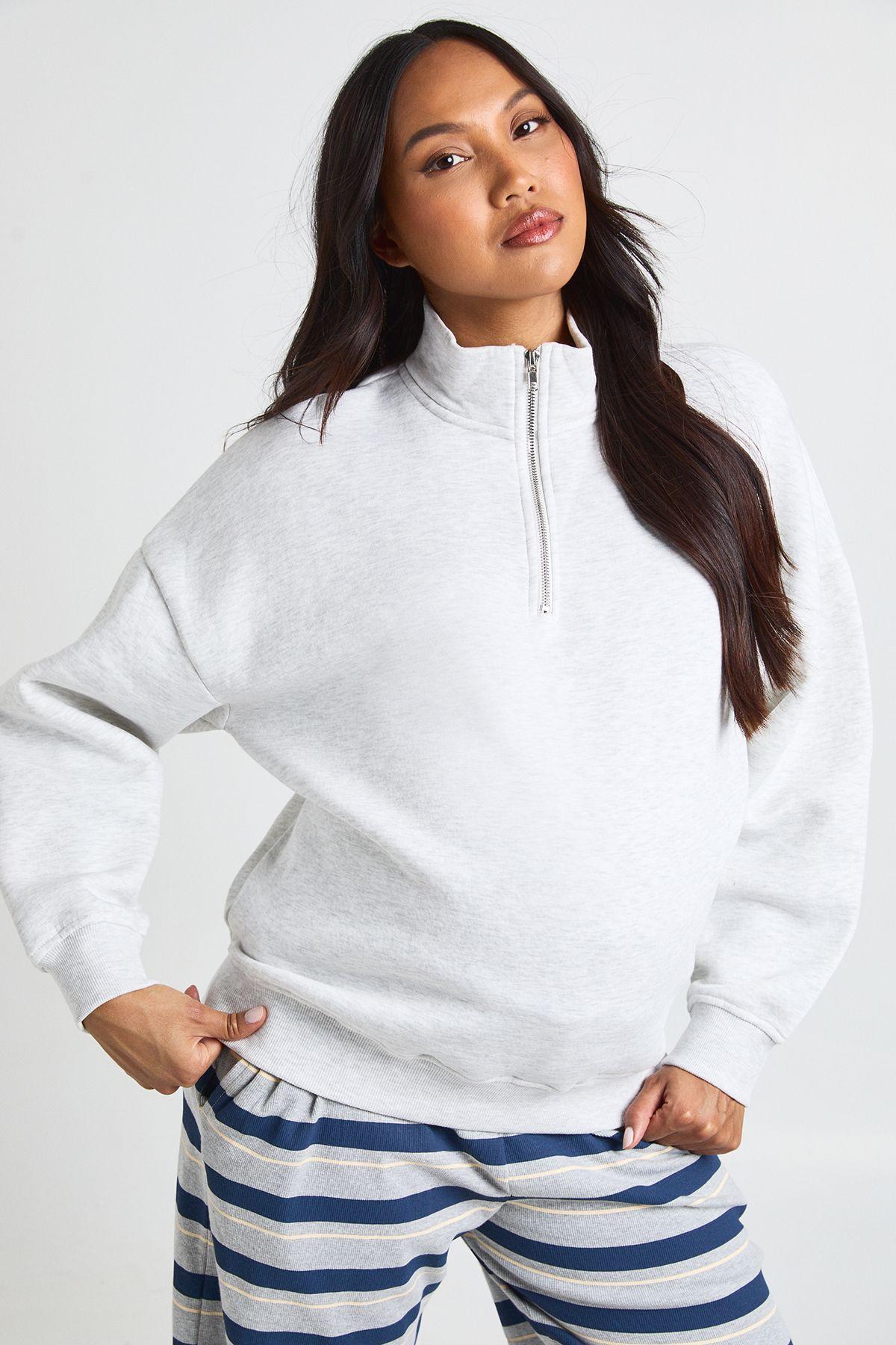 Maternity Oversized Half Zip Sweatshirt by BOOHOO