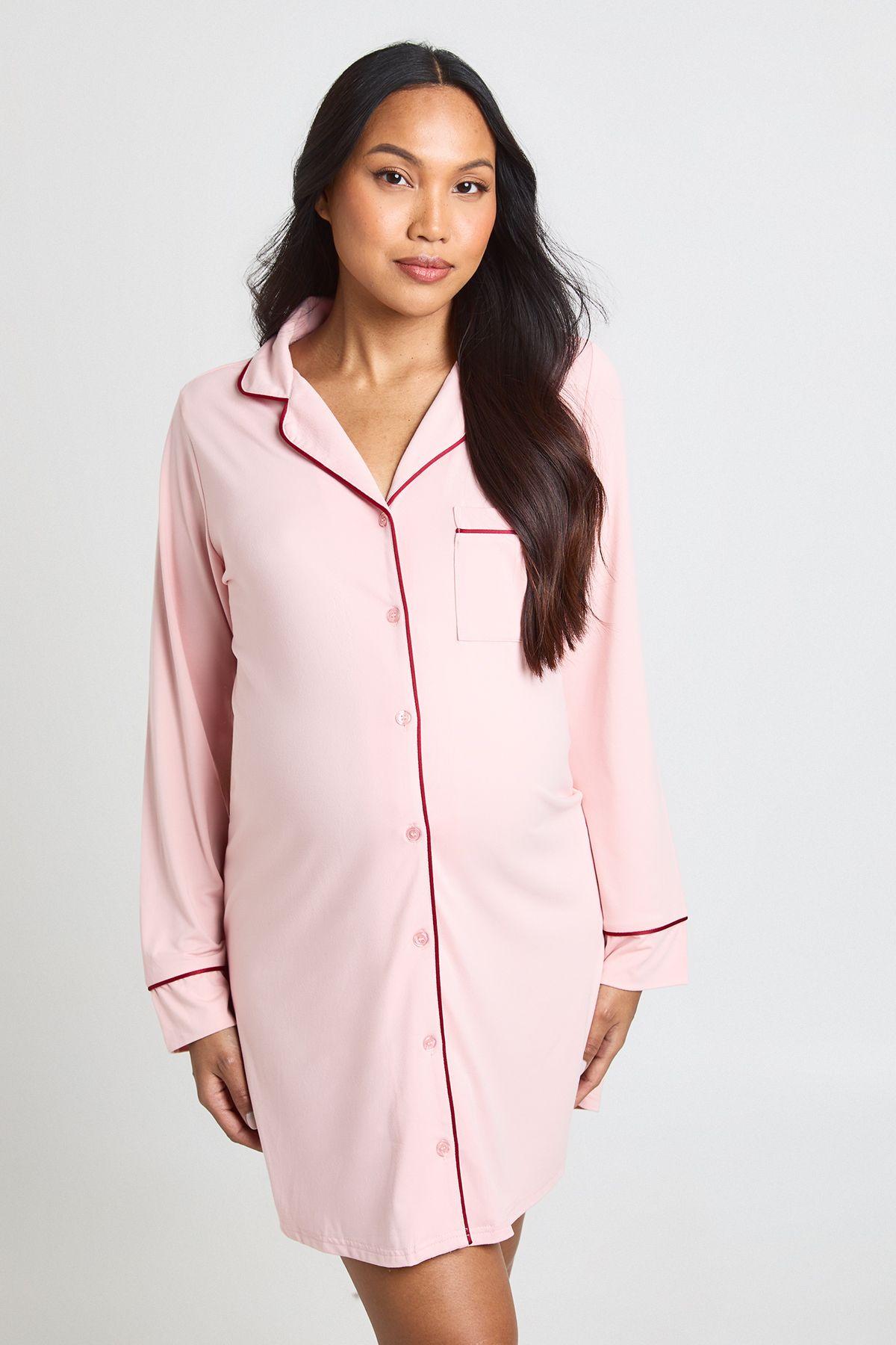 Maternity Piping Detail Nightie by BOOHOO
