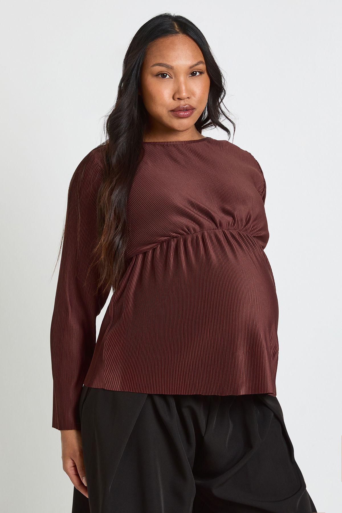 Maternity Plisse Smock Top by BOOHOO