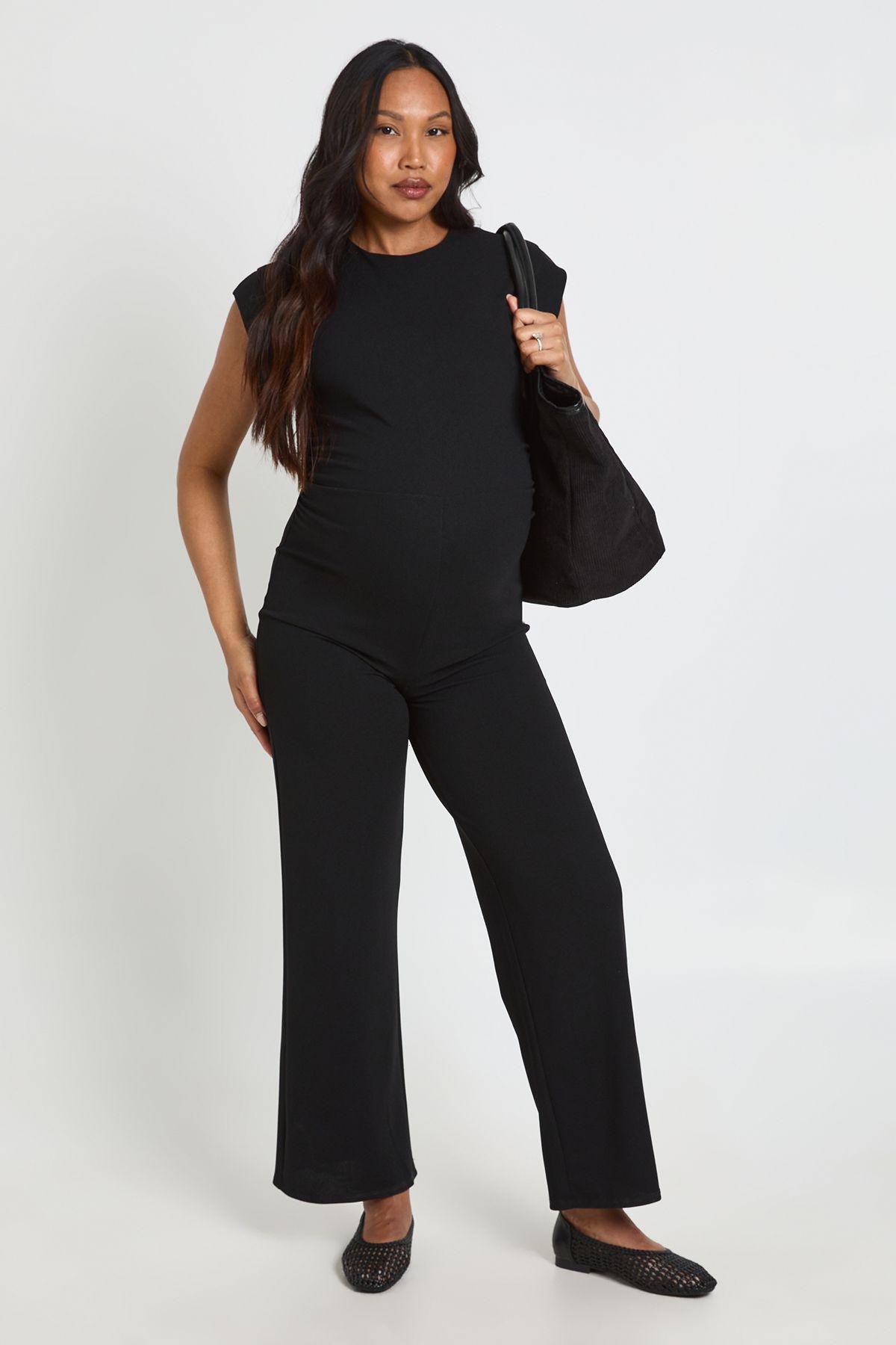 Maternity Ruched Waist Wide Leg Jumpsuit by BOOHOO
