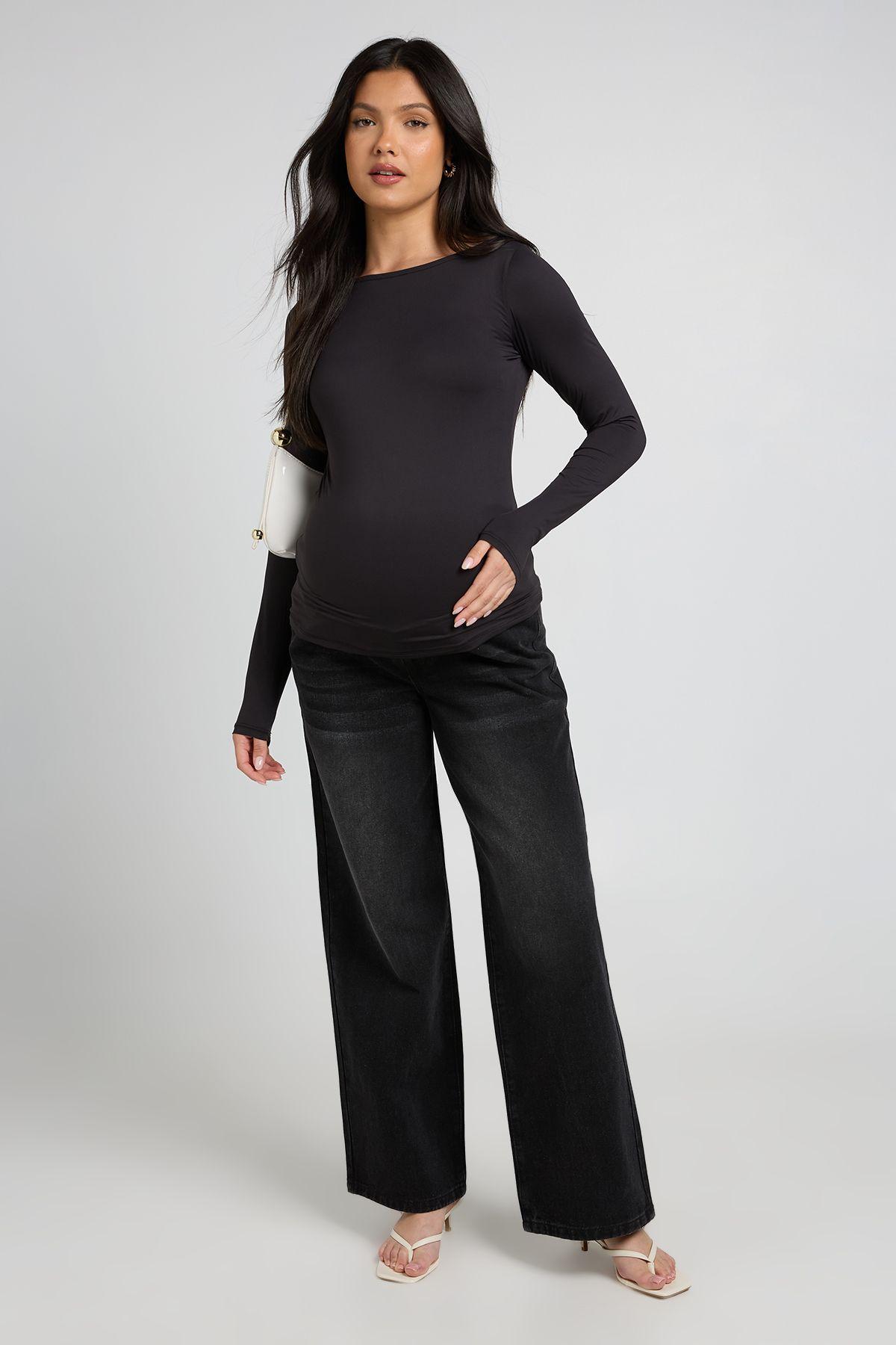 Maternity Second Skin Long Sleeve Slash Neck Top by BOOHOO