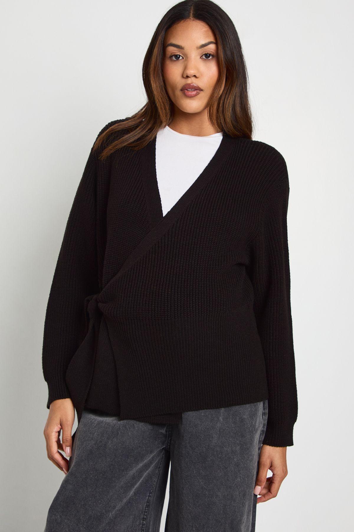 Maternity Side Wrap Knitted Cardigan by BOOHOO