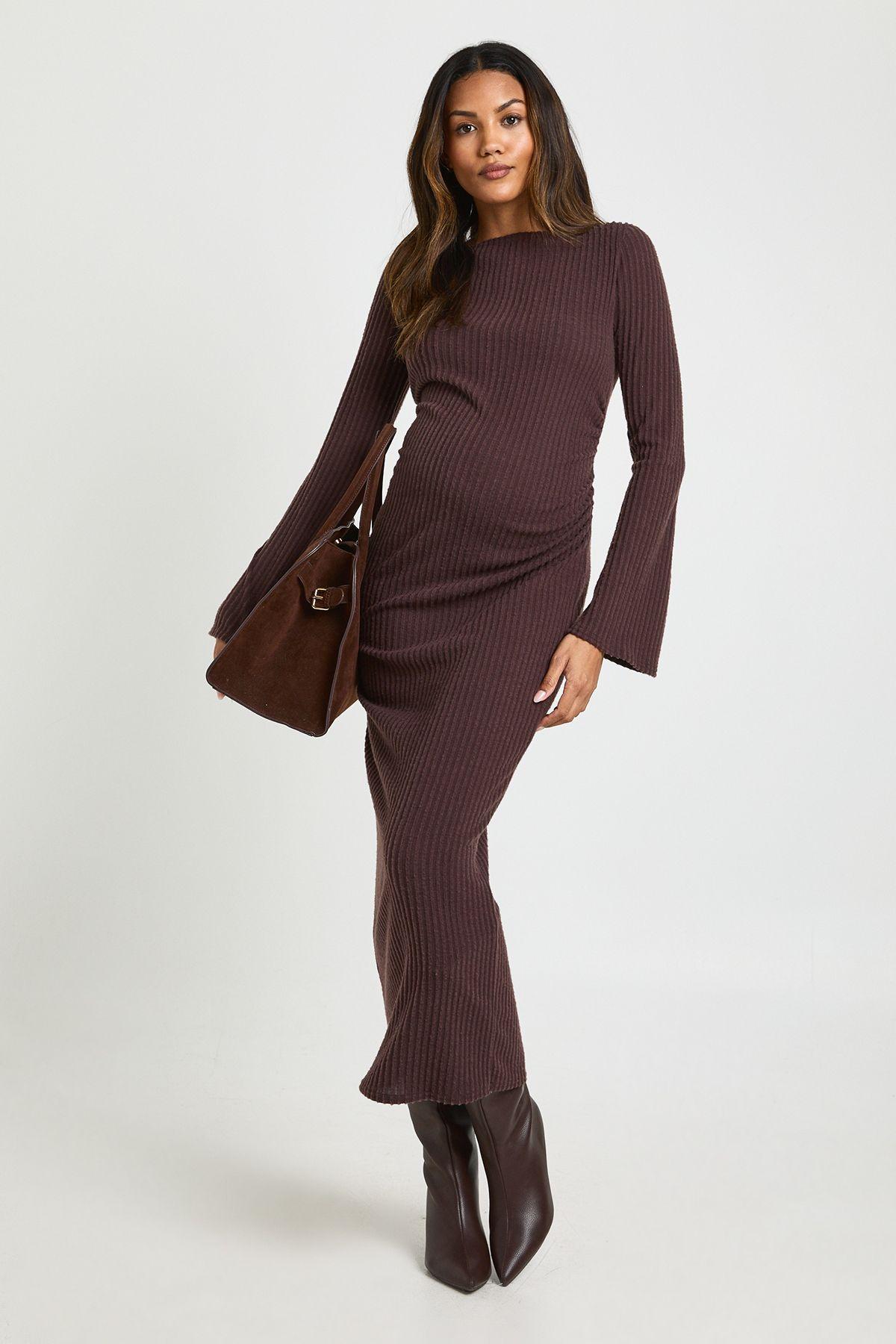 Maternity Slash Neck Midaxi Dress by BOOHOO