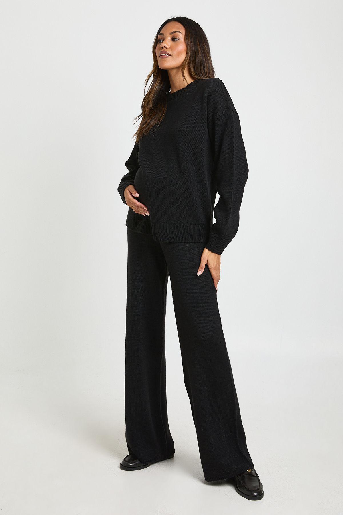 Maternity Soft Knit Jumper And Wide Leg Trouser Knitted Co-ord by BOOHOO