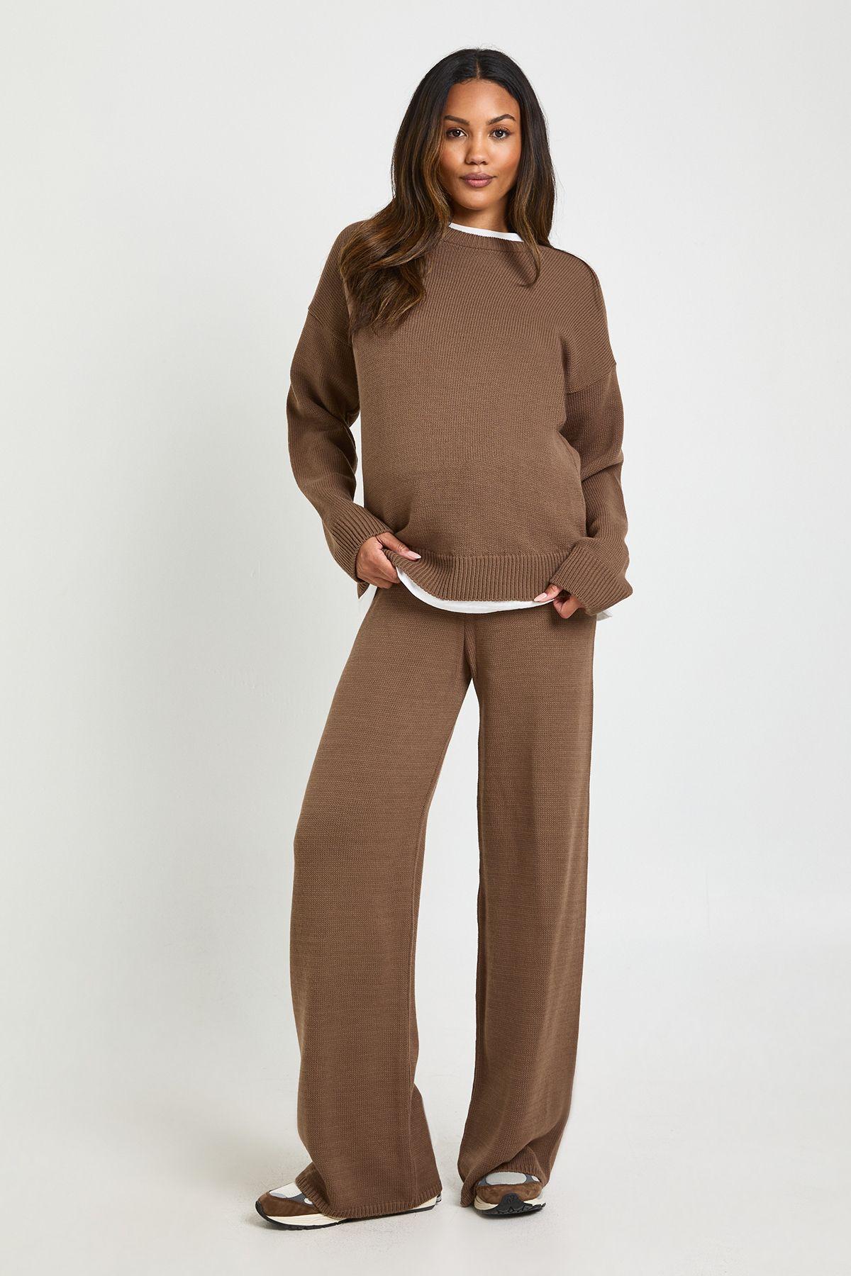Maternity Soft Knit Jumper And Wide Leg Trousers Knitted Co-ord by BOOHOO