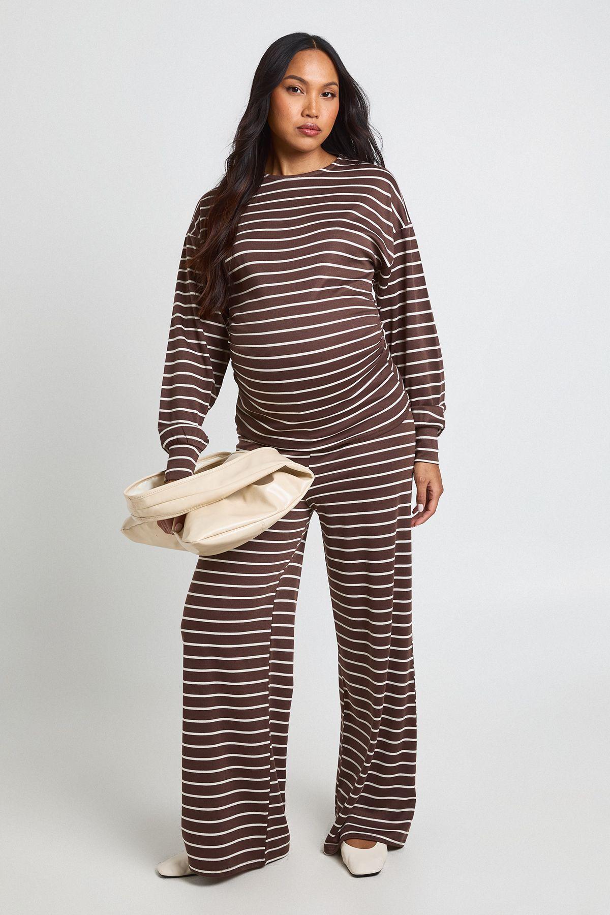 Maternity Soft Stripe Long Sleeve Top by BOOHOO