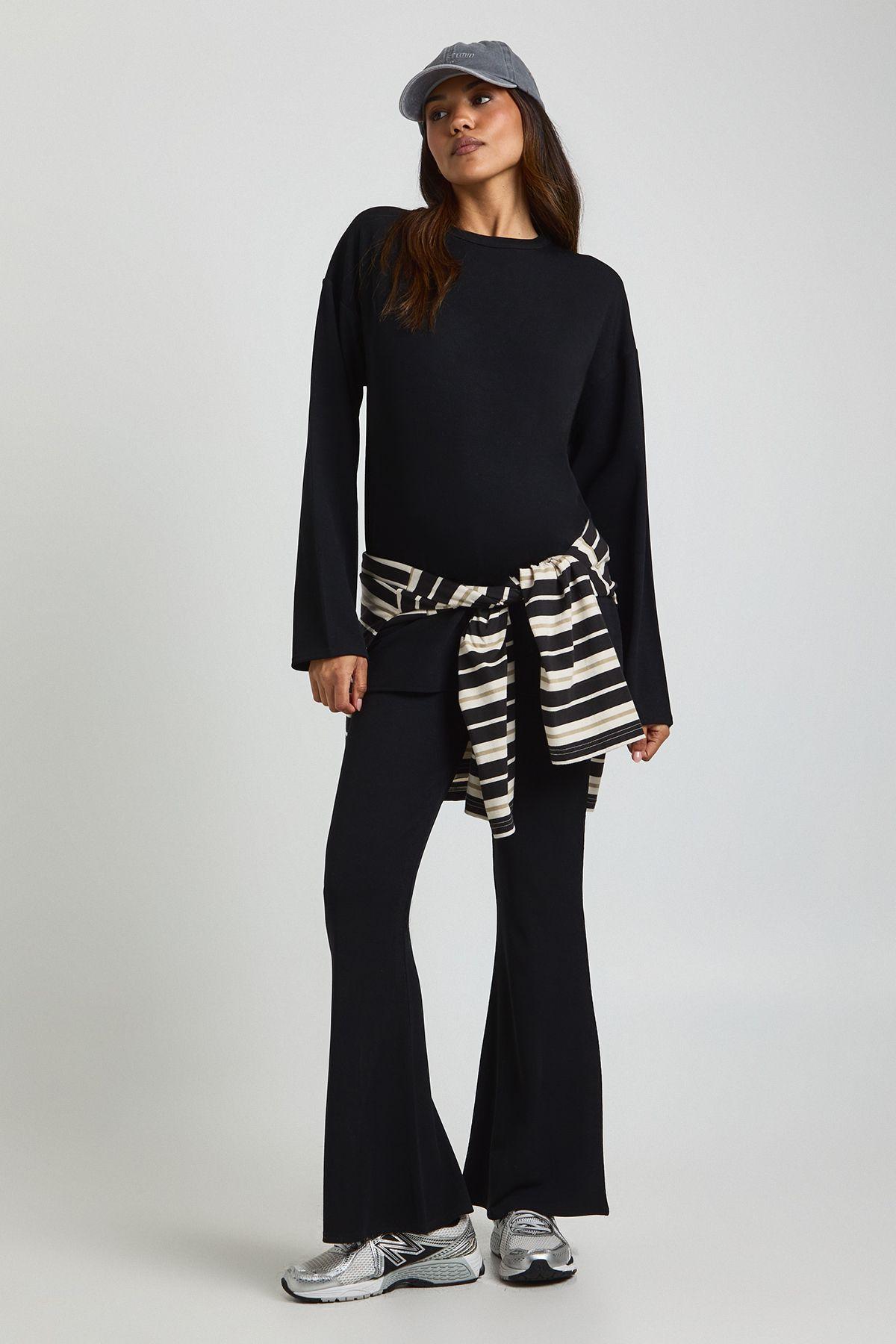 Maternity Split Side Oversized Long Sleeve Top And Flared Trouser by BOOHOO