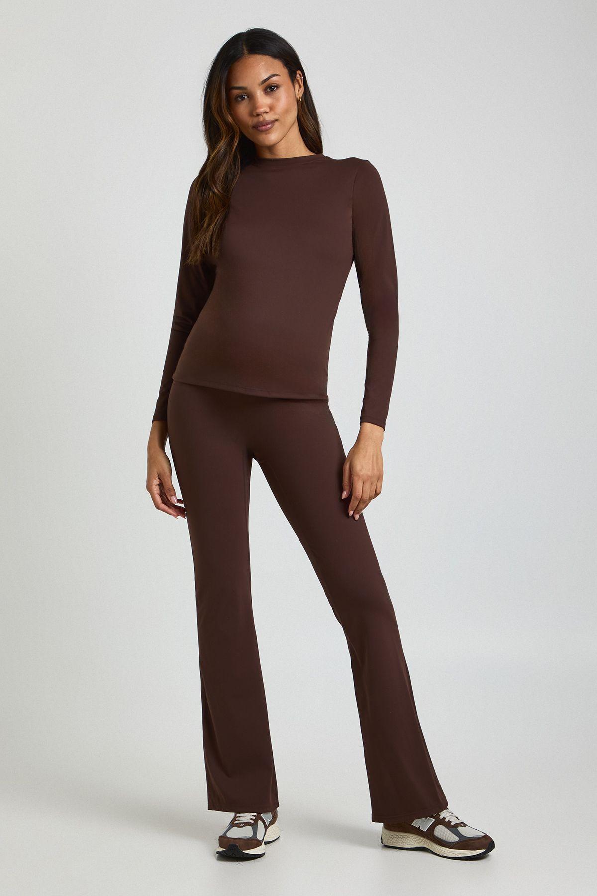 Maternity Supersoft Sculpt Bump Support Yoga Flares by BOOHOO