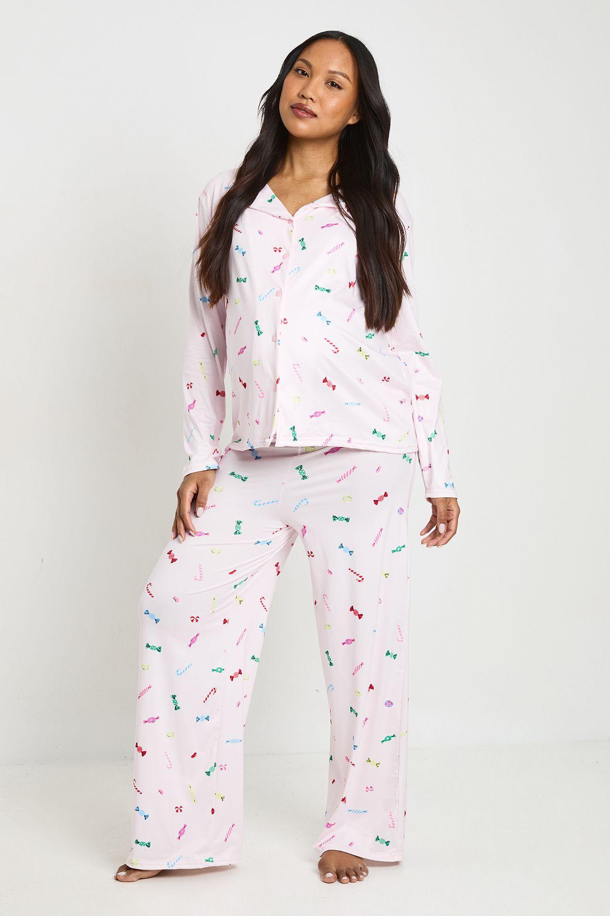 Maternity Sweet Print Long Sleeve Shirt & Trouser Pyjama Set by BOOHOO