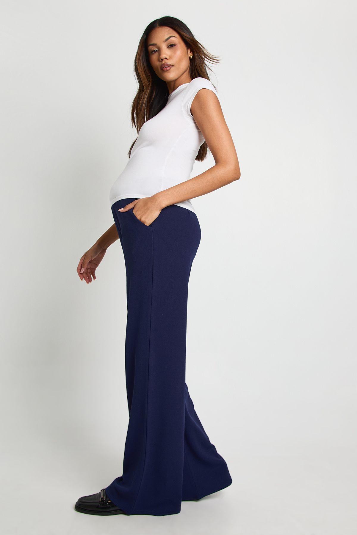 Maternity Tailored Wide Leg Trouser by BOOHOO Maternity Tailored Wide Leg Trouser by BOOHOO