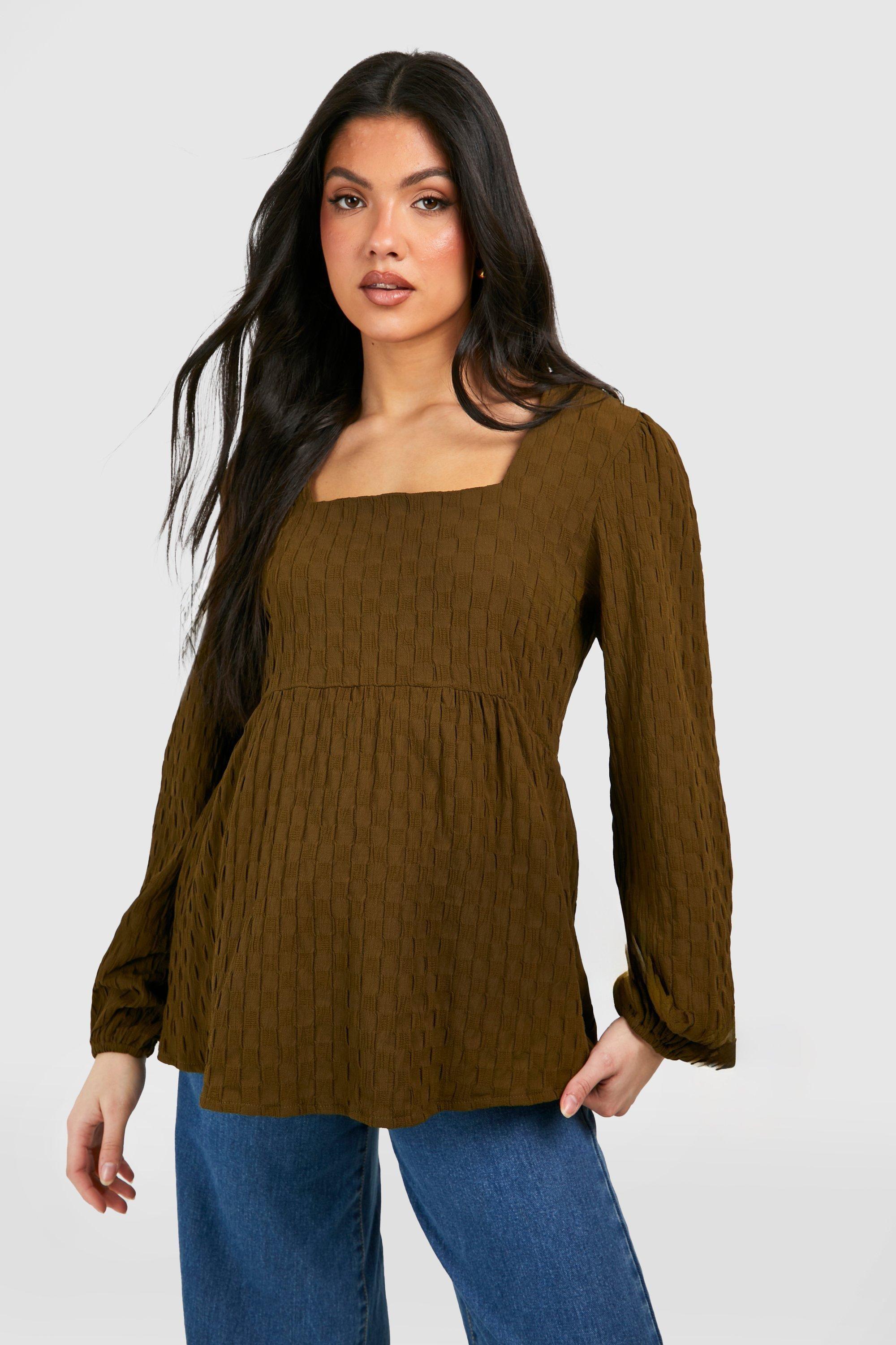 Maternity Textured Smock Top by BOOHOO