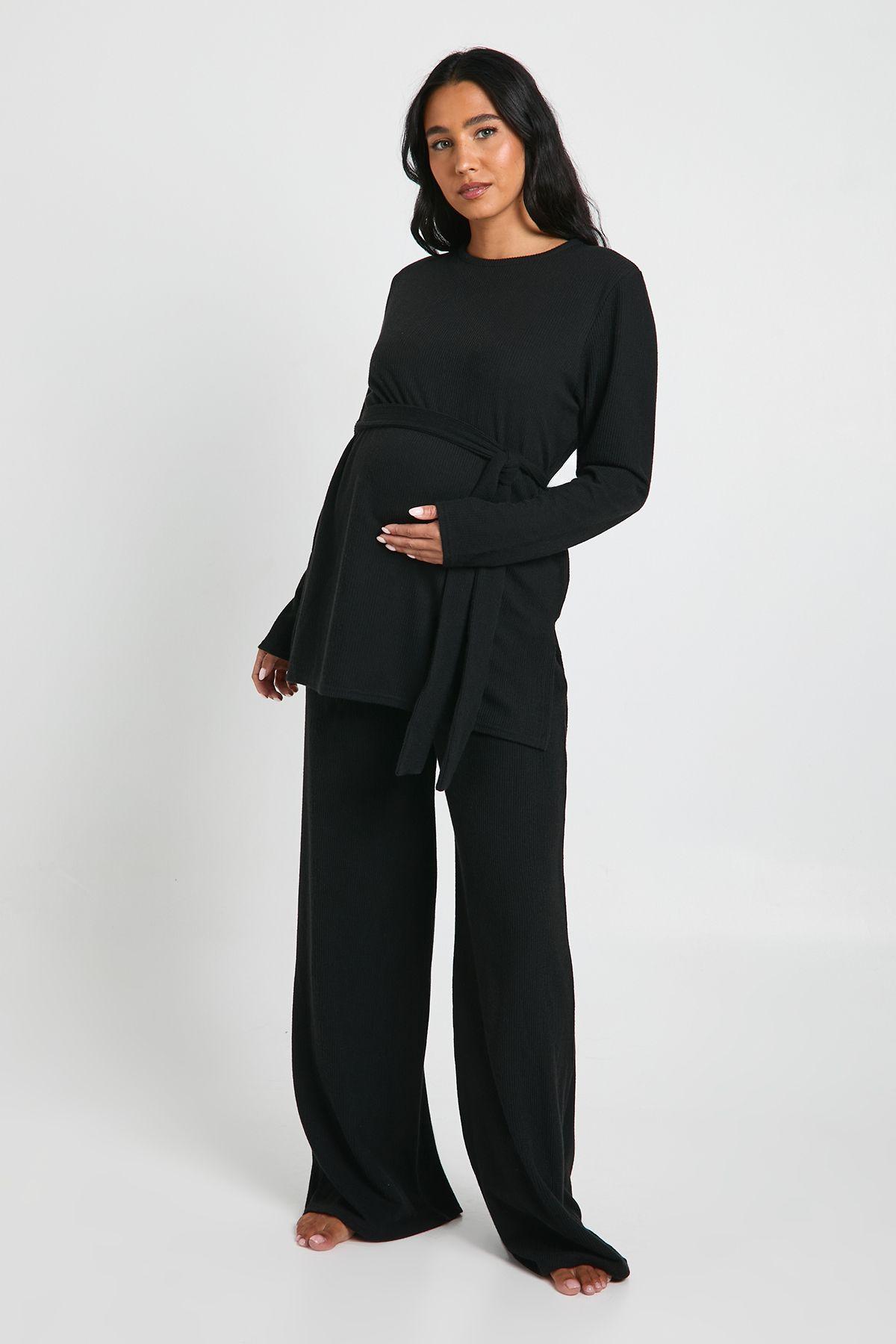 Maternity Tie Waist Detail Crew Neck Lounge Set by BOOHOO