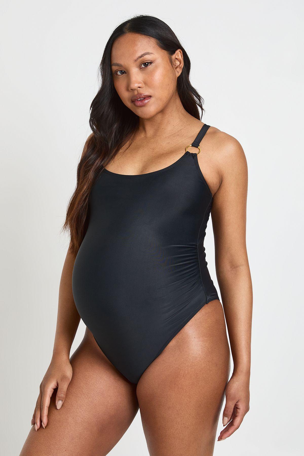 Maternity Trim Detail Scoop Neck Swimsuit by BOOHOO