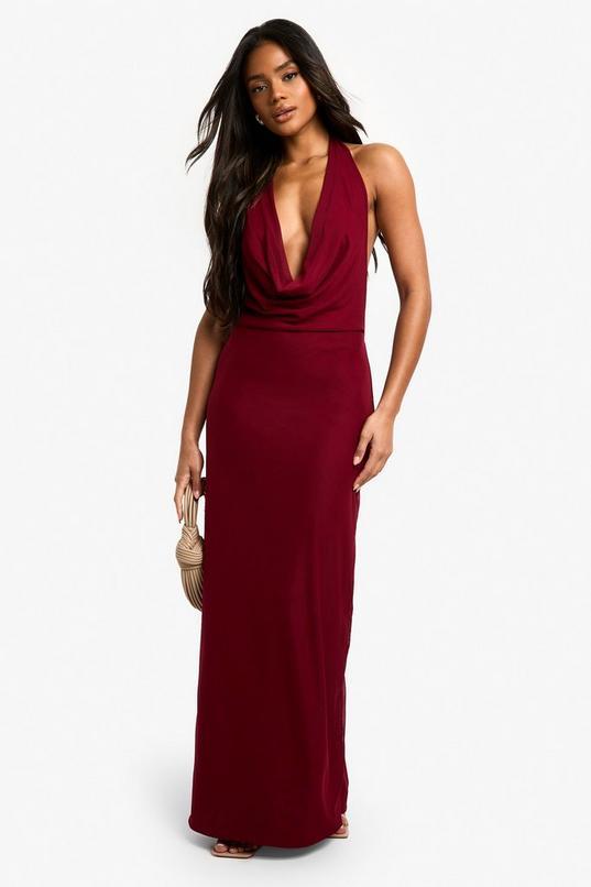 Mesh Extreme Cowl Neck Maxi Dress by BOOHOO