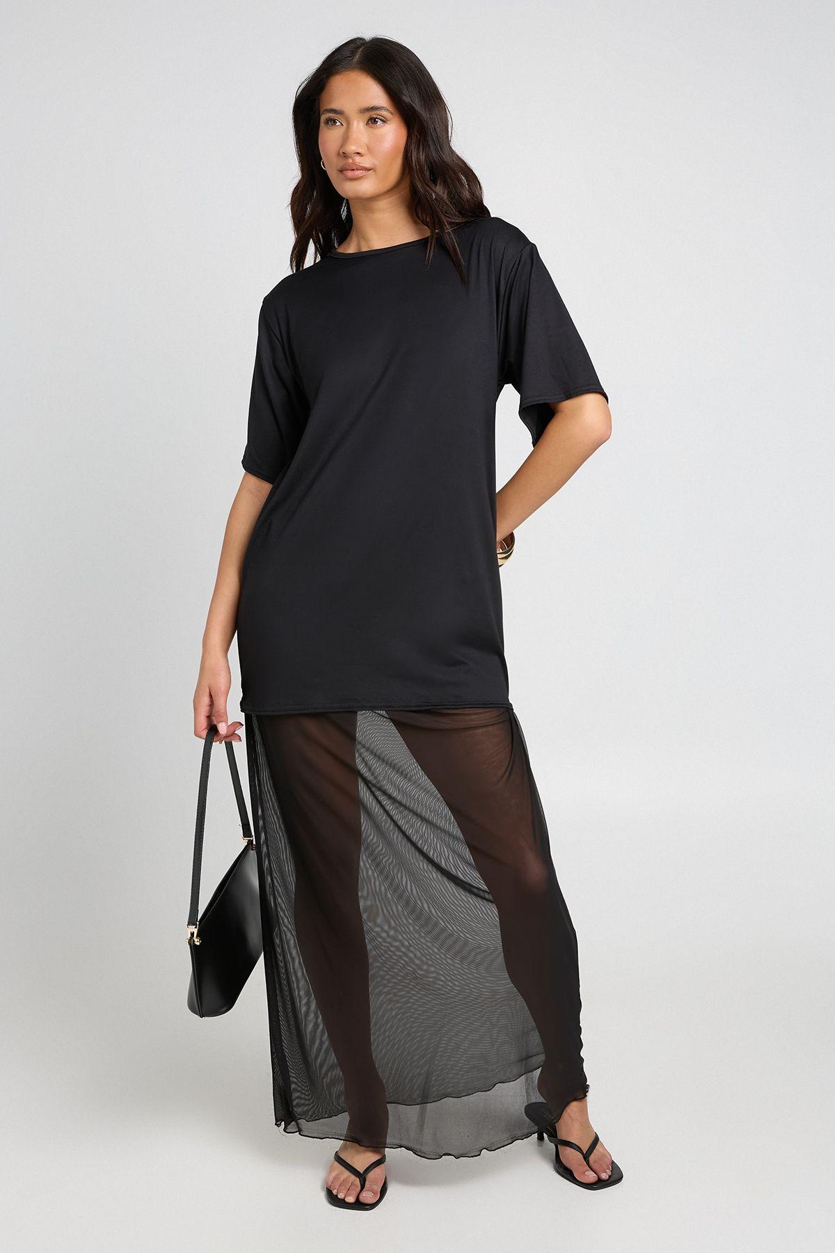 Mesh Hem T-shirt Dress by BOOHOO