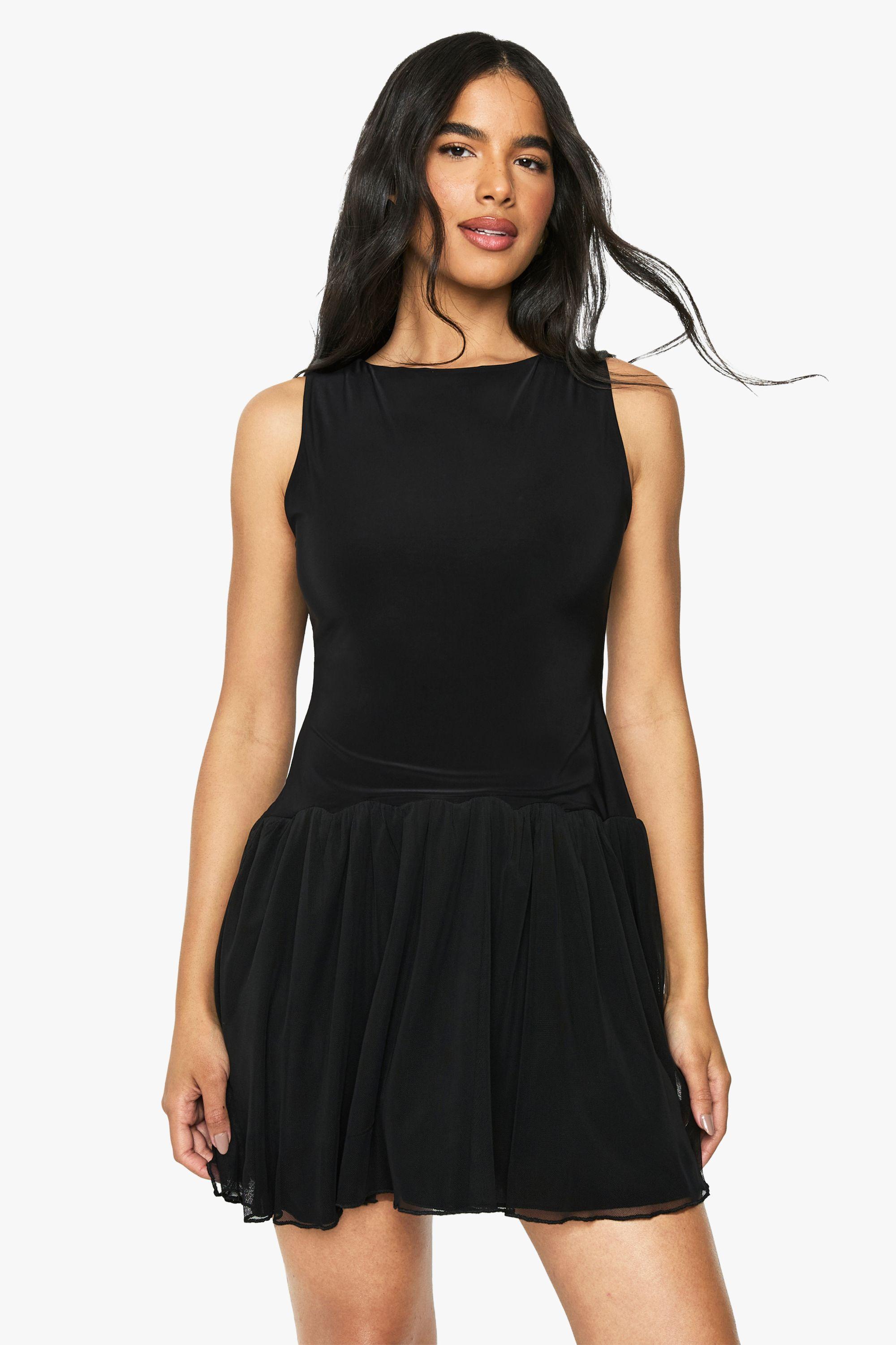Mesh Skater Dress by BOOHOO
