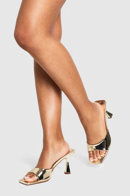 Metallic Padded Sock Heeled Mules by BOOHOO