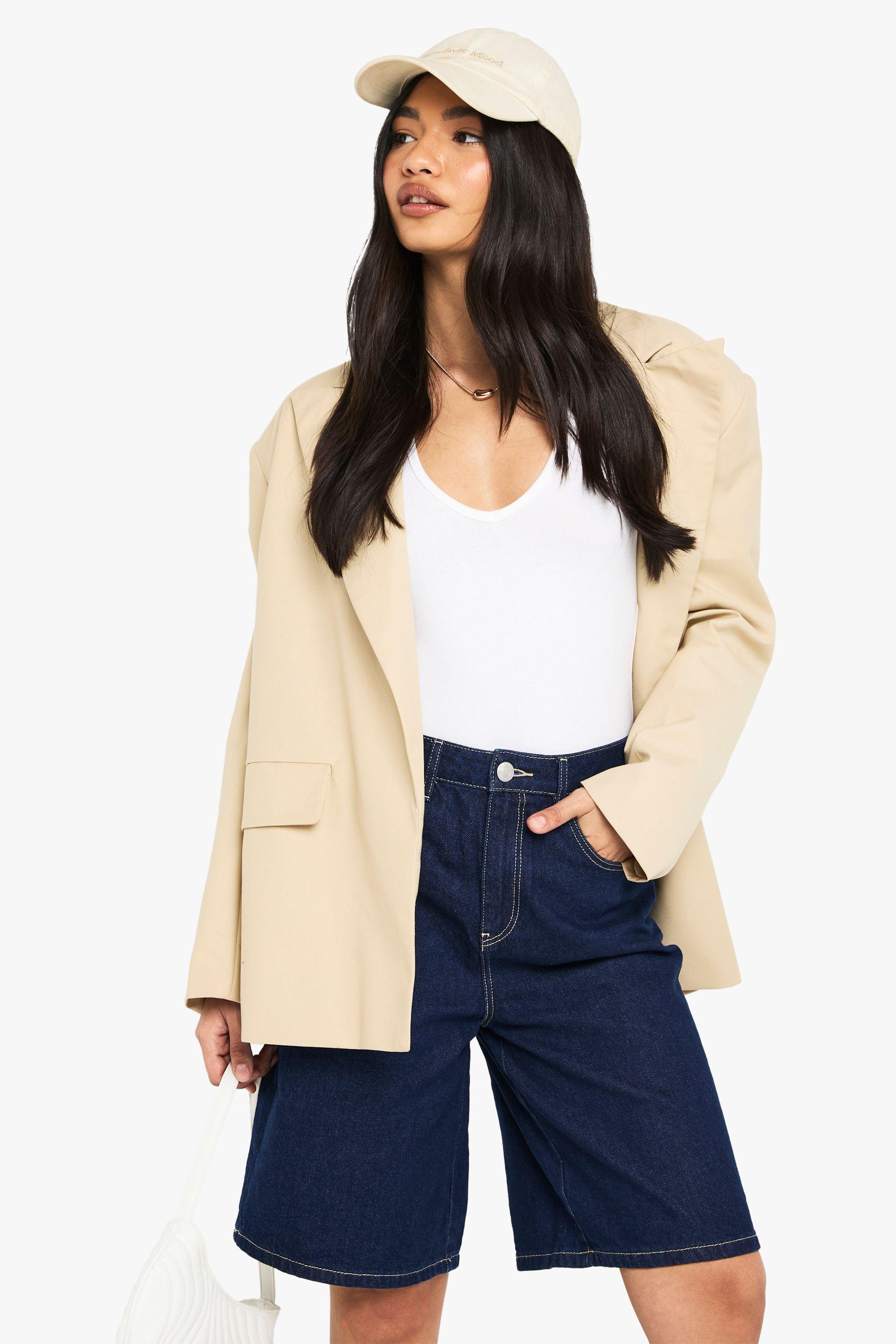 Mid Rise Denim Jorts by BOOHOO