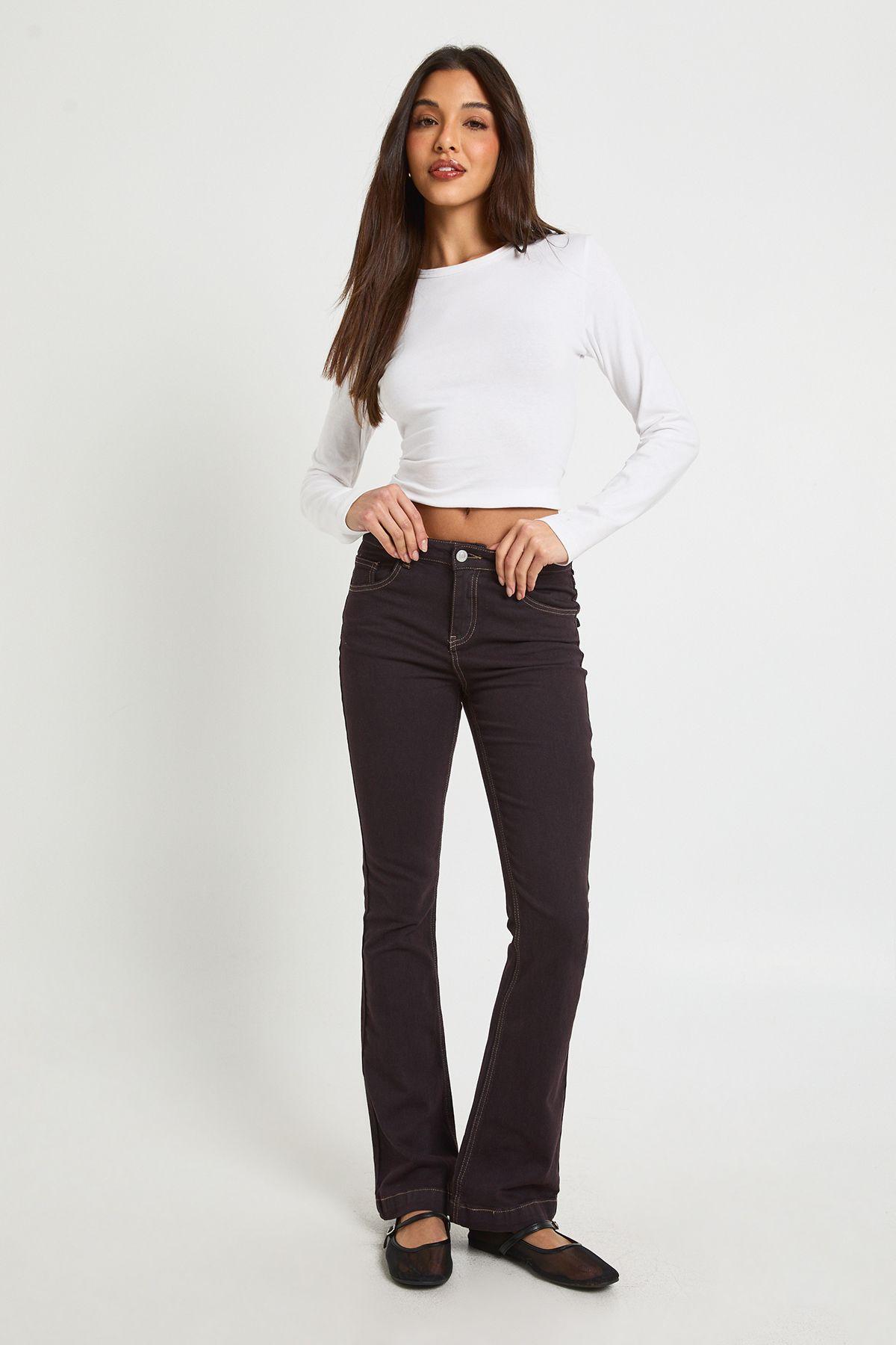 Mid Rise Y2K Bootcut Jean by BOOHOO