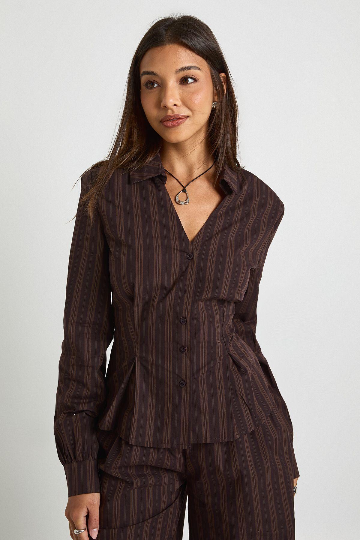 Mixed Stripe Fitted Shirt by BOOHOO