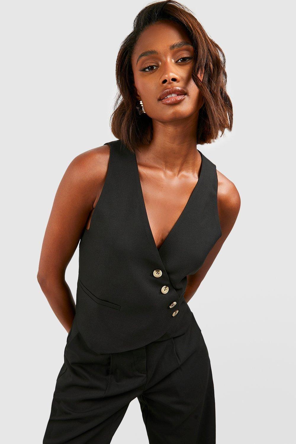 Mock Horn Asymmetric Tailored Waistcoat by BOOHOO