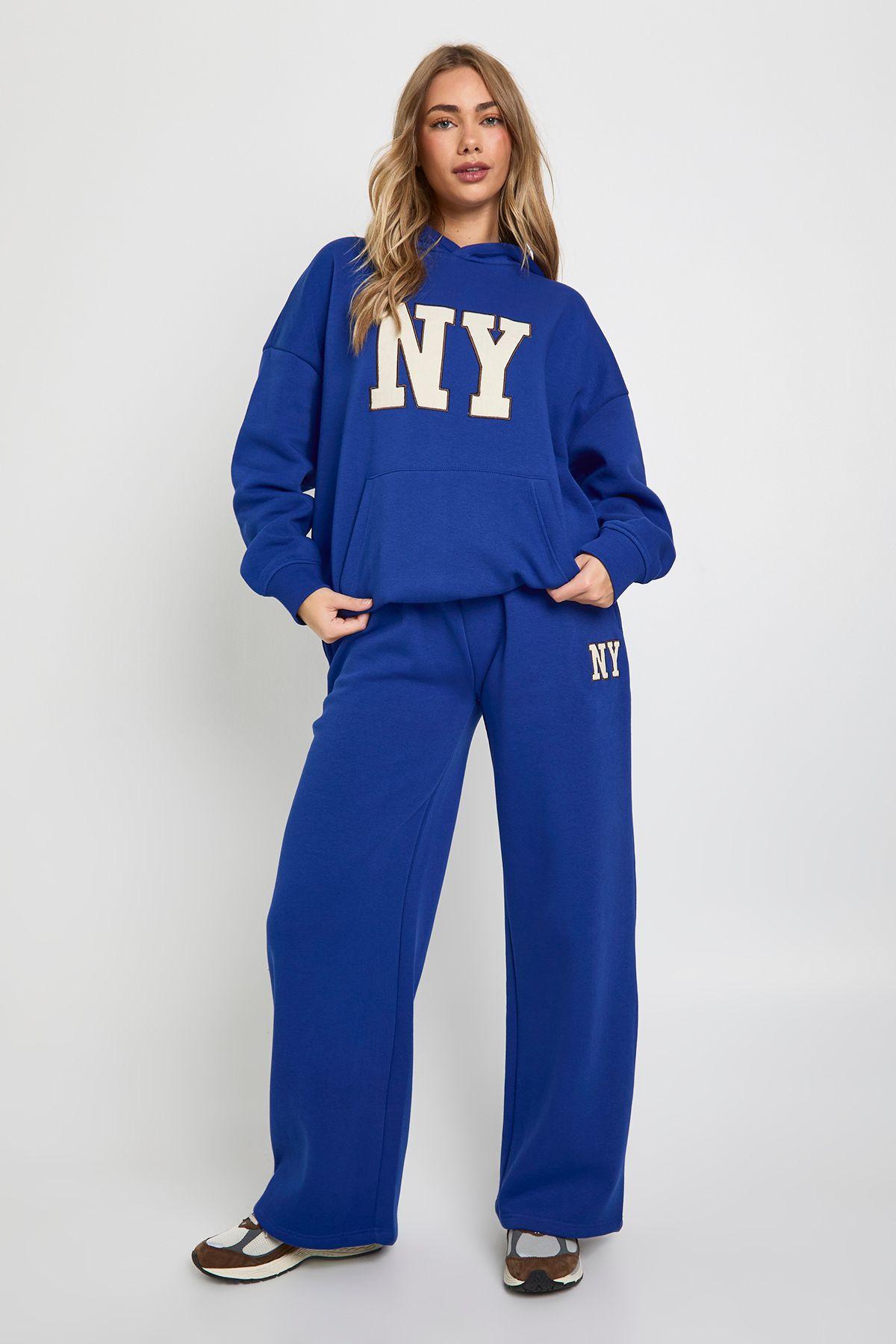 NY Applique Hoodie Tracksuit by BOOHOO