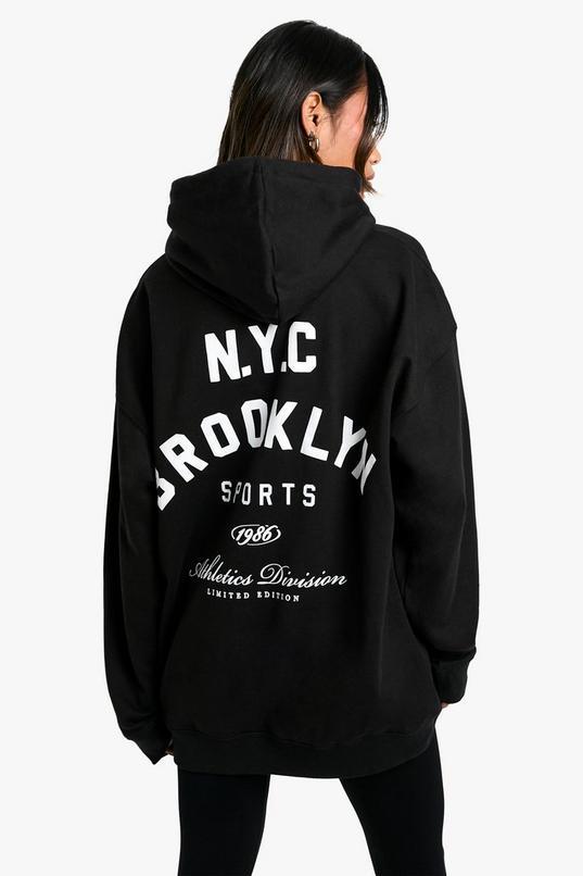 NYC Brooklyn Sports Printed Oversized Hoodie by BOOHOO