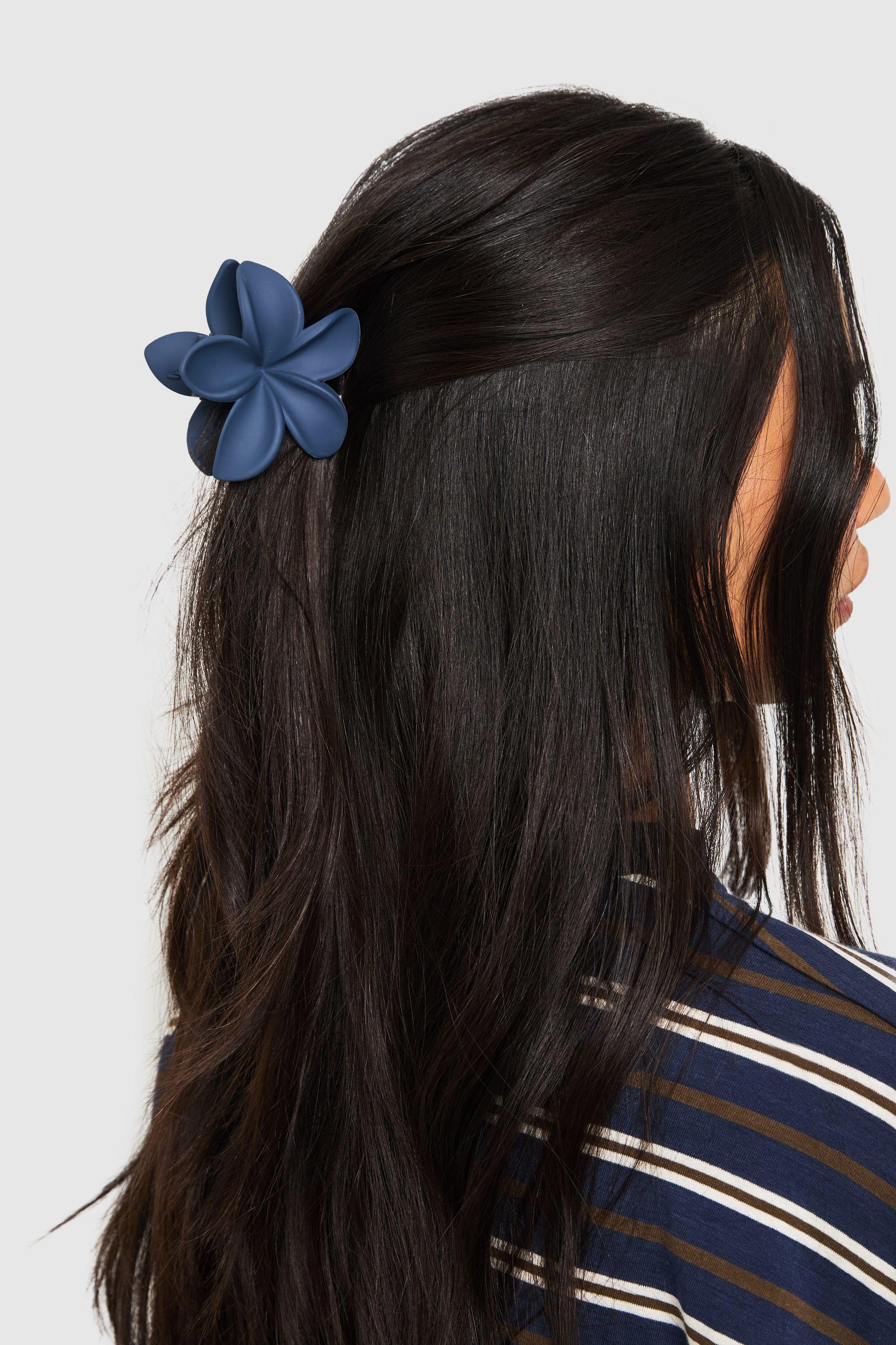Navy Flower Claw Clip by BOOHOO