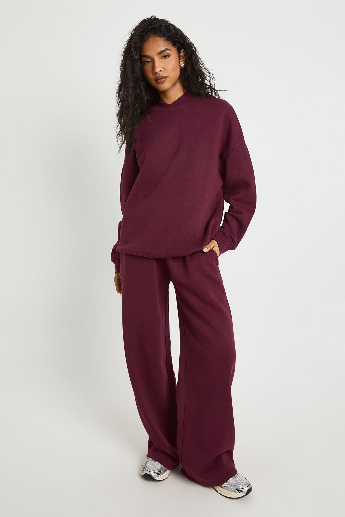 Neck Detail Sweatshirt Wide Leg Tracksuit Tracksuit by BOOHOO