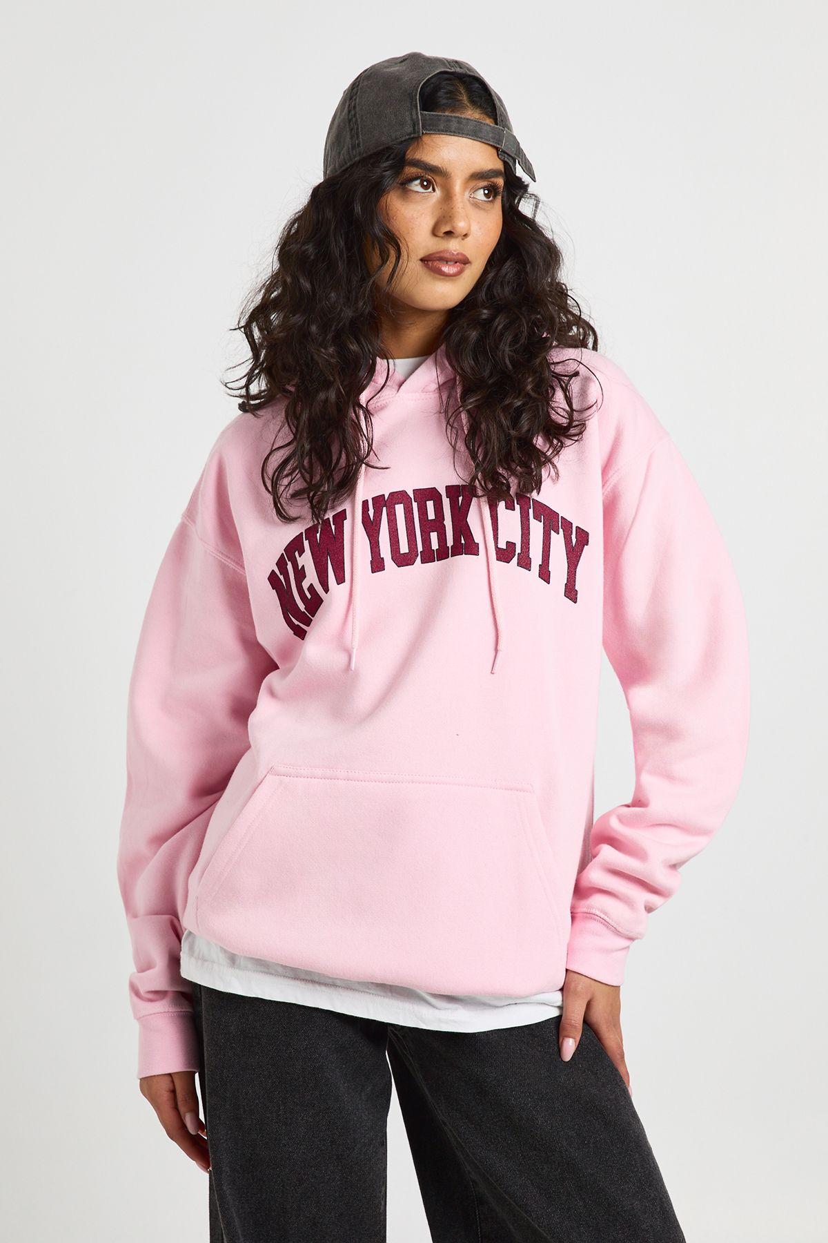 New York Printed Oversized Hoodie by BOOHOO