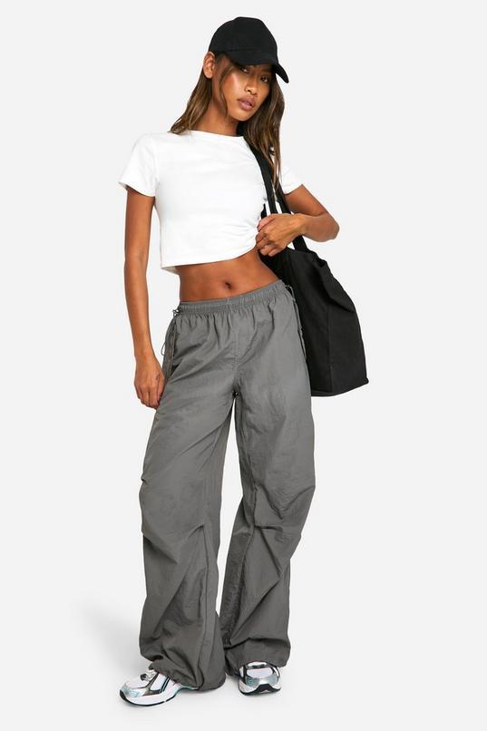Nylon Wide Leg Cargo Trouser by BOOHOO
