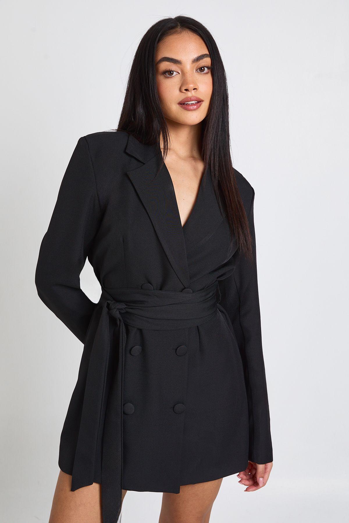 Obi Tie Waist Tailored Blazer Dress by BOOHOO
