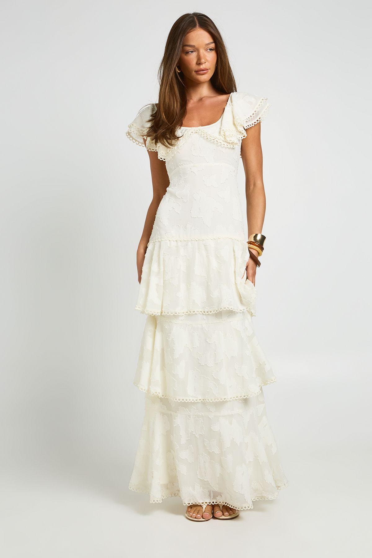 Occasion Burnout Open Back Ruffle Detail Maxi Dress by BOOHOO