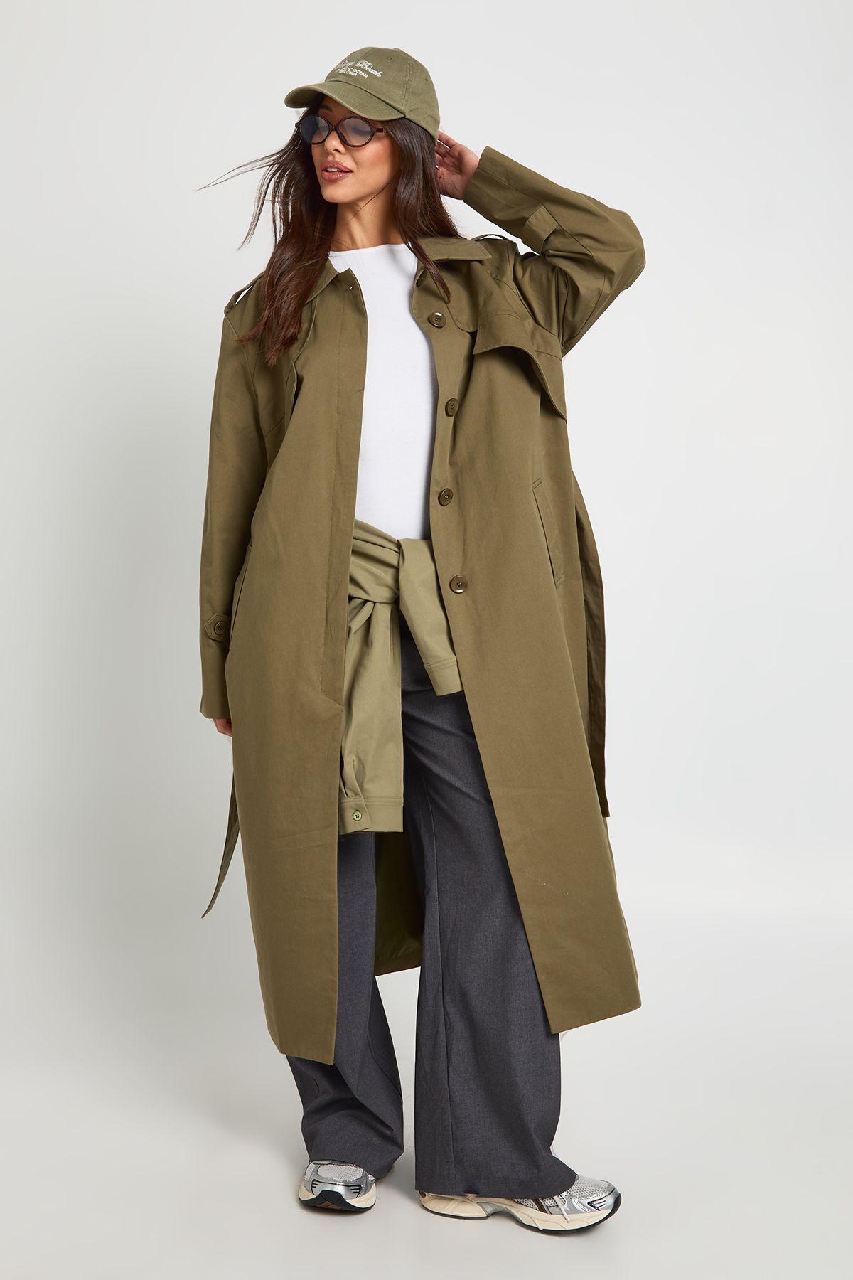 Oversized Belted Trench Coat by BOOHOO