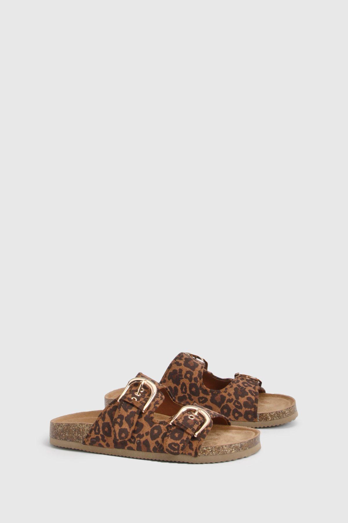 Oversized Buckle Double Strap Slider by BOOHOO