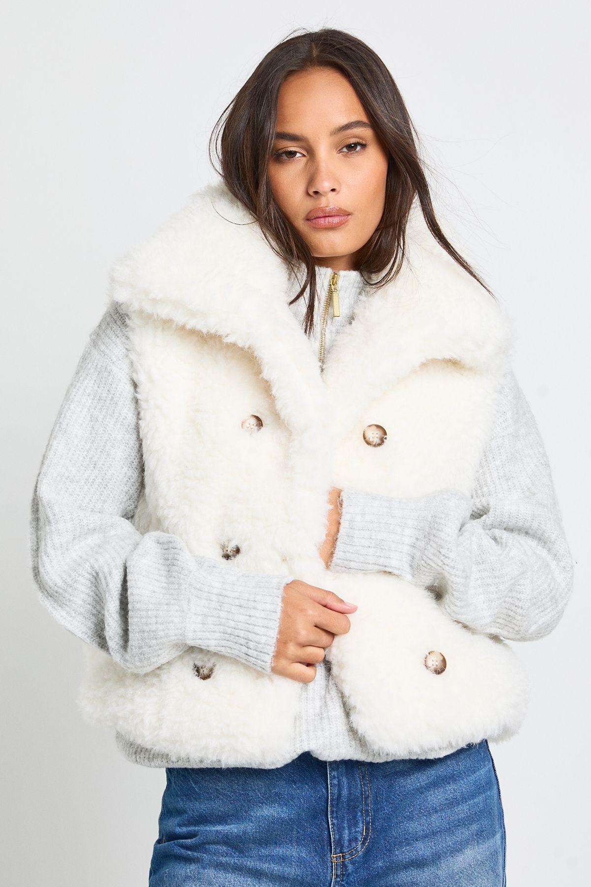 Oversized Collar Faux Fur Gilet by BOOHOO