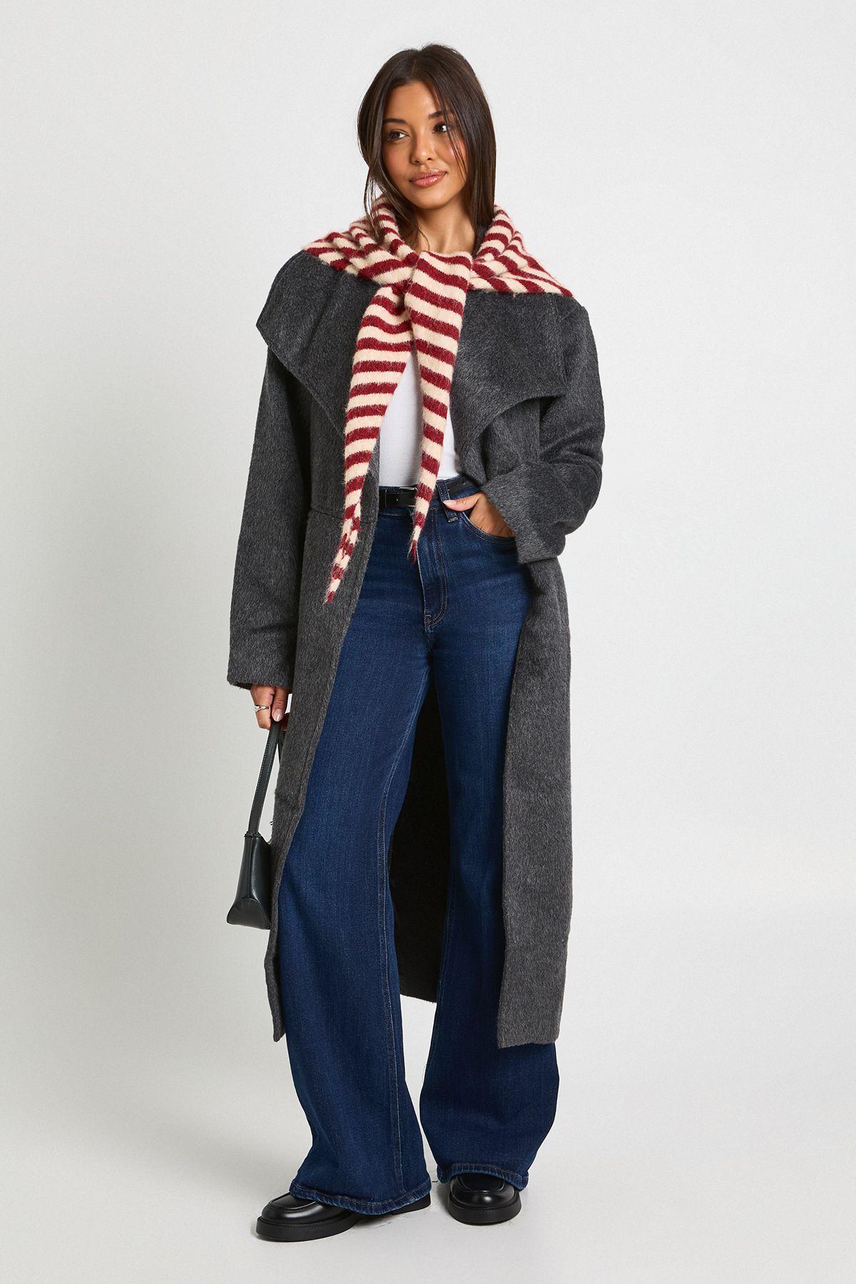 Oversized Collar Wool Look Trench Coat by BOOHOO Oversized Collar Wool Look Trench Coat by BOOHOO