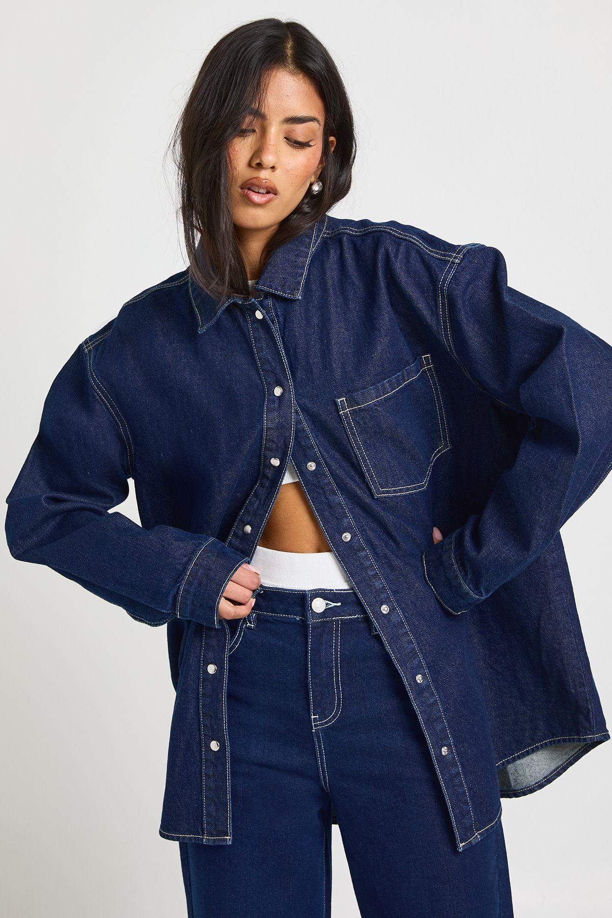 Oversized Denim Shirt by BOOHOO