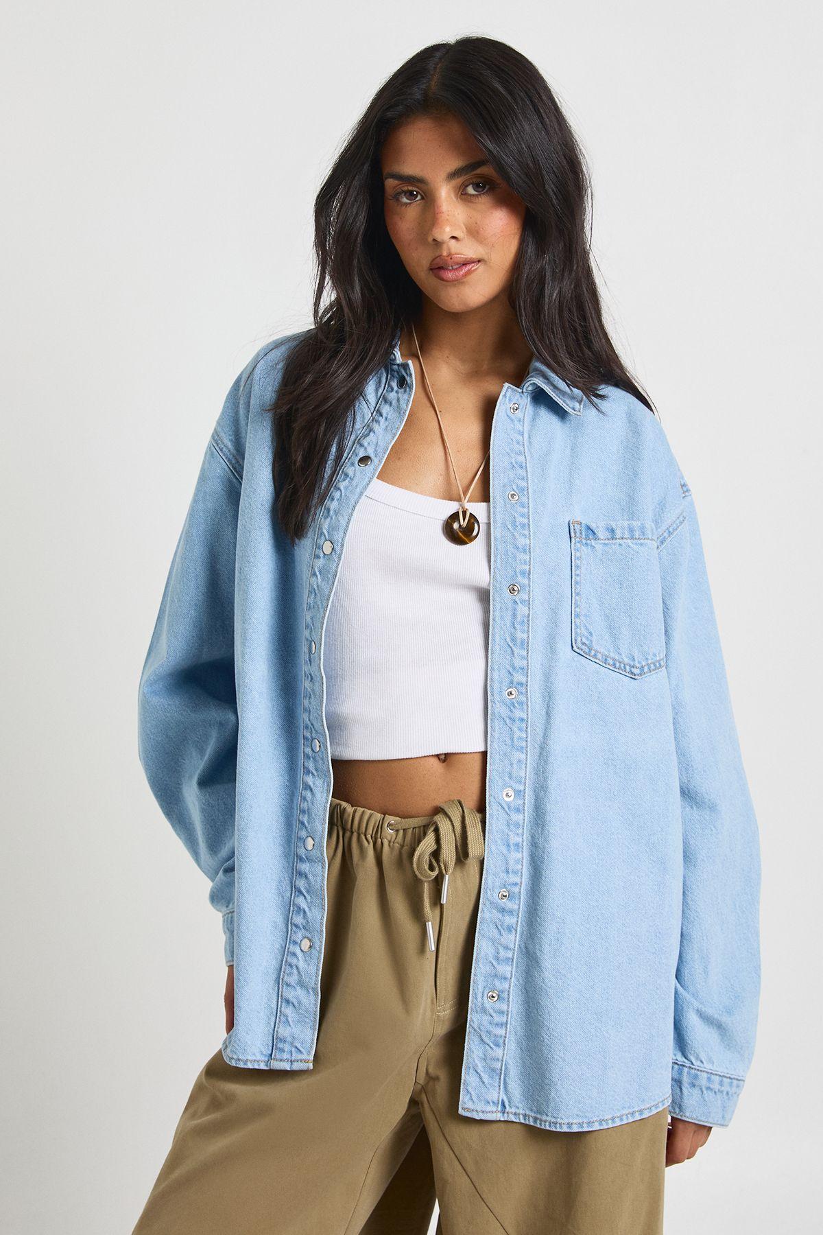 Oversized Denim Shirt by BOOHOO