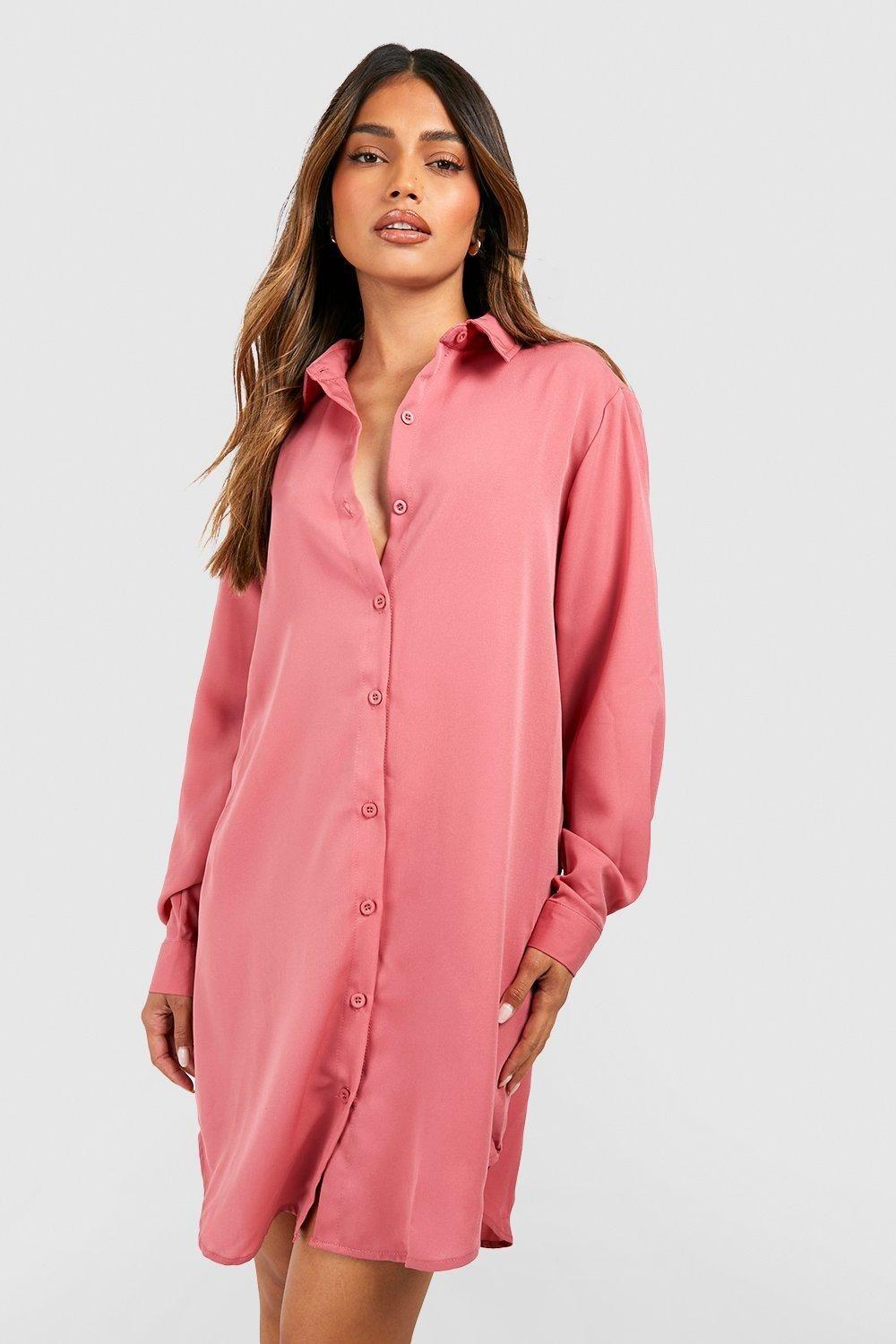 Oversized Dipped Hem Shirt Dress by BOOHOO