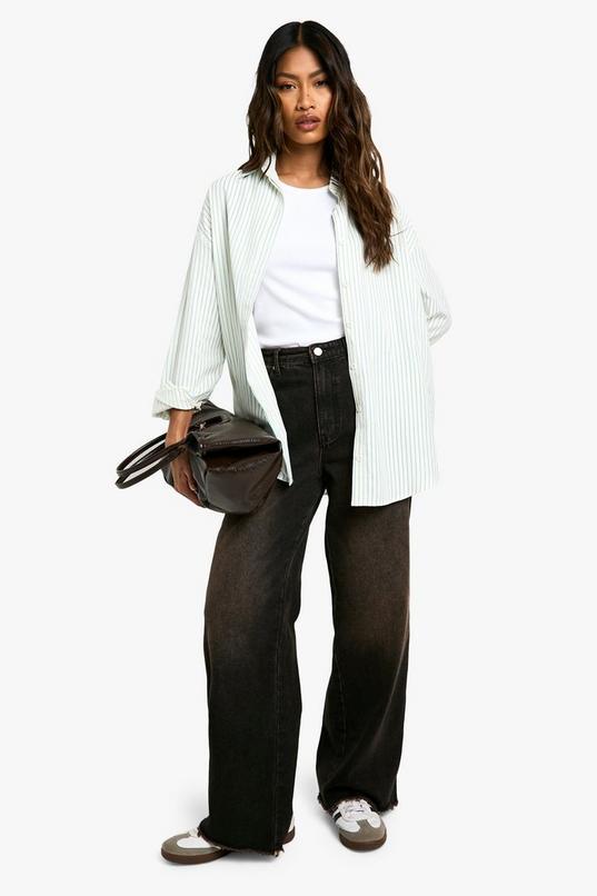 Oversized Fine Stripe Shirt by BOOHOO