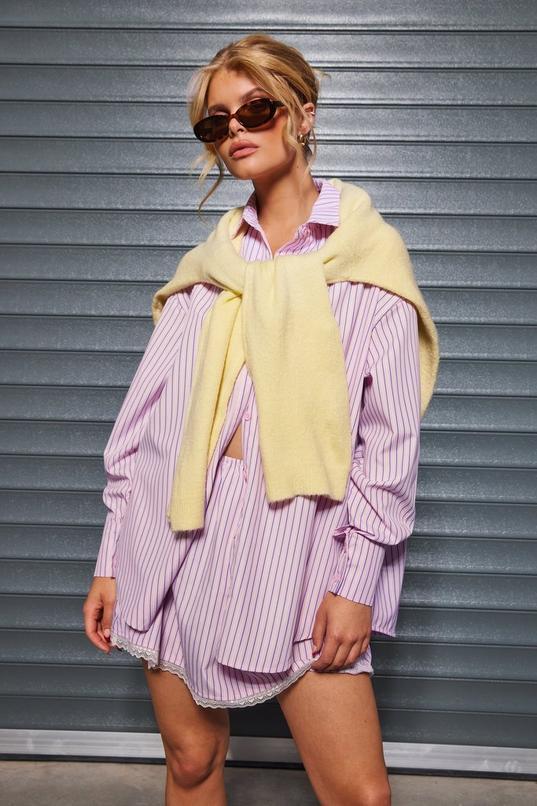 Oversized Fine Stripe Shirt by BOOHOO